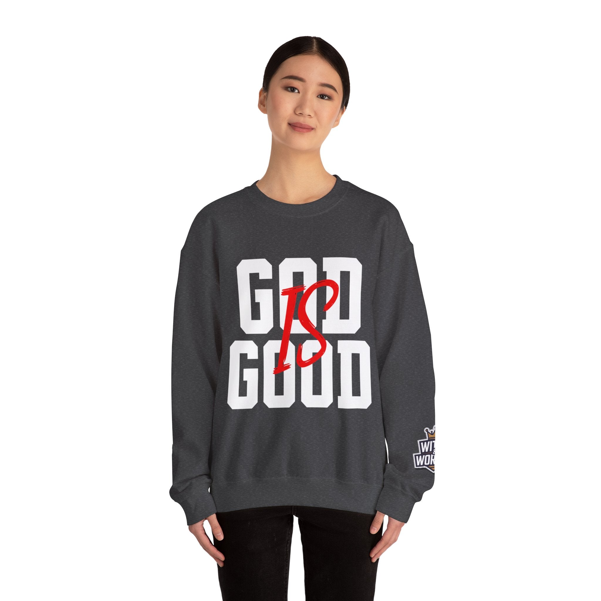 God Is Good Crewneck Sweatshirt — Faith-Based Christian Graphic Pullover