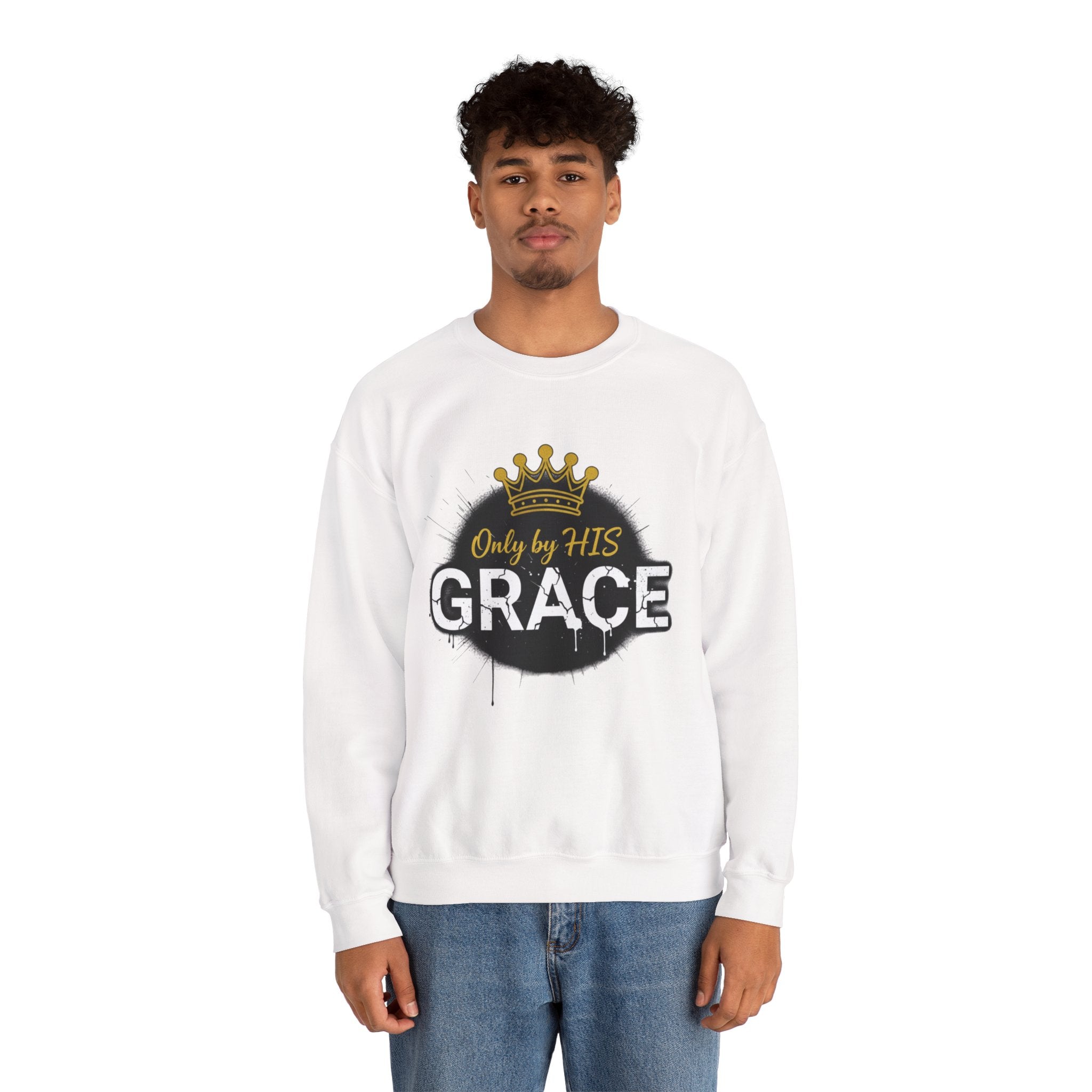 Grace Crown Sweatshirt — 'Only by His Grace' Christian Crewneck