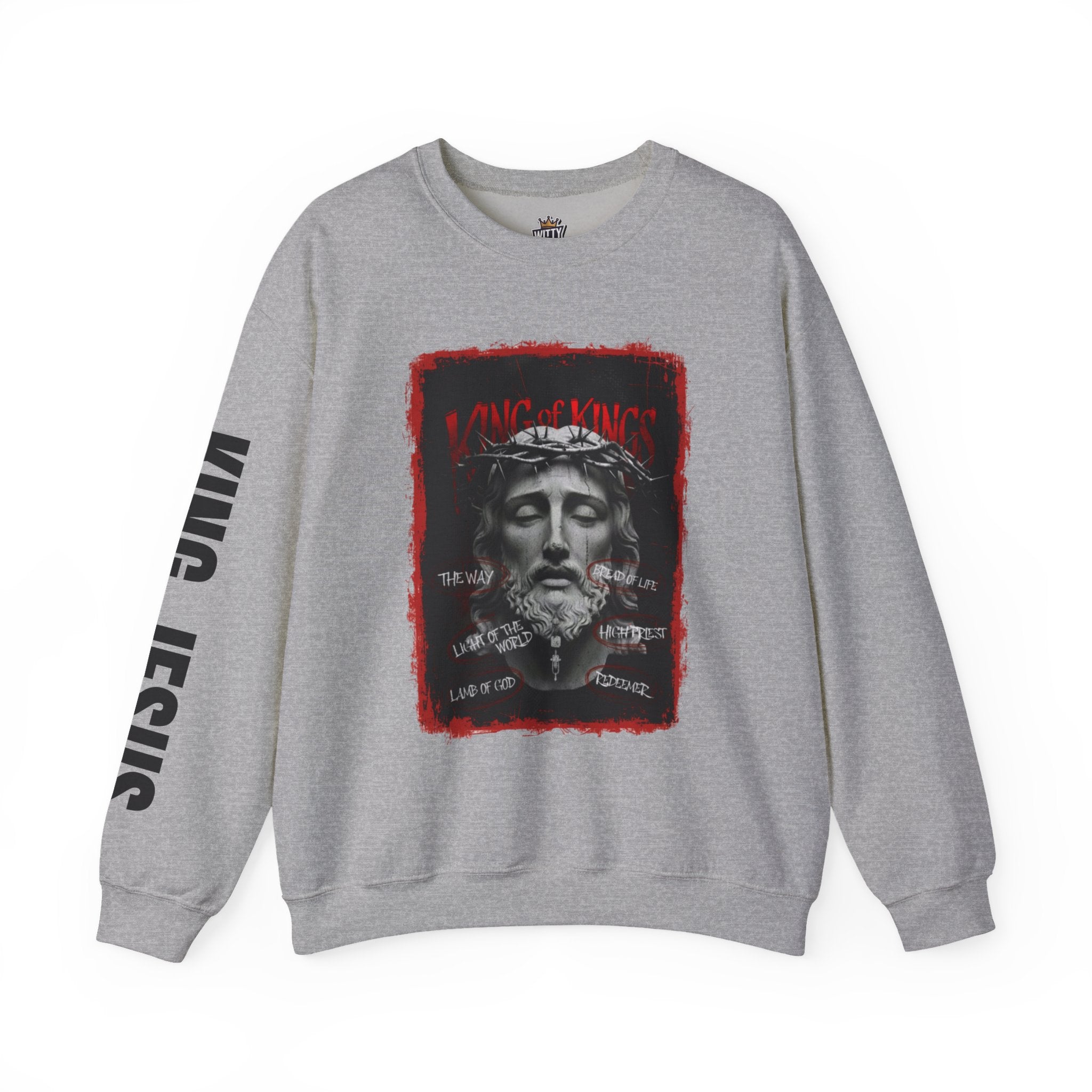 Religious Graphic Crewneck Sweatshirt – 'Love One Another' Jesus Portrait