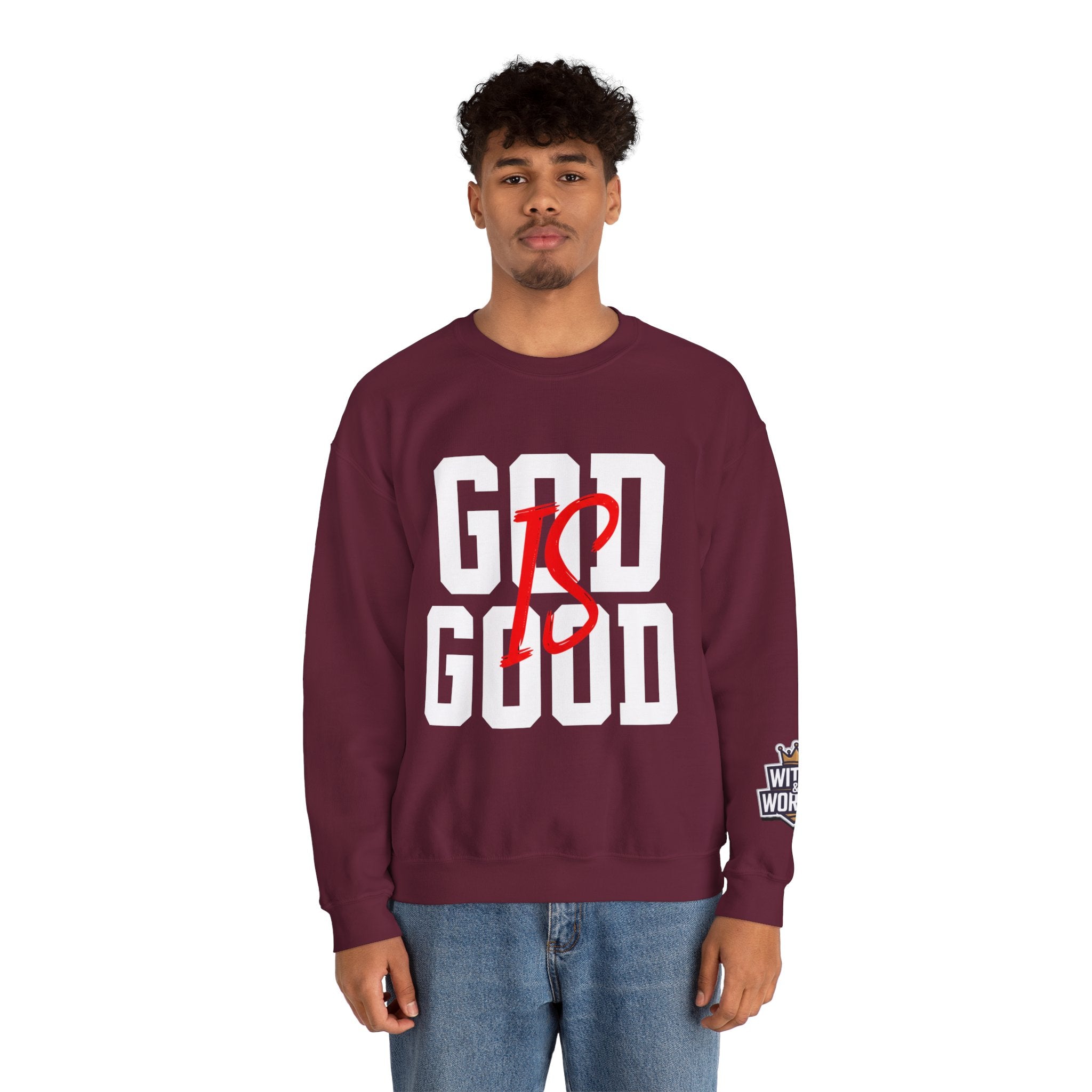 God Is Good Crewneck Sweatshirt — Faith-Based Christian Graphic Pullover