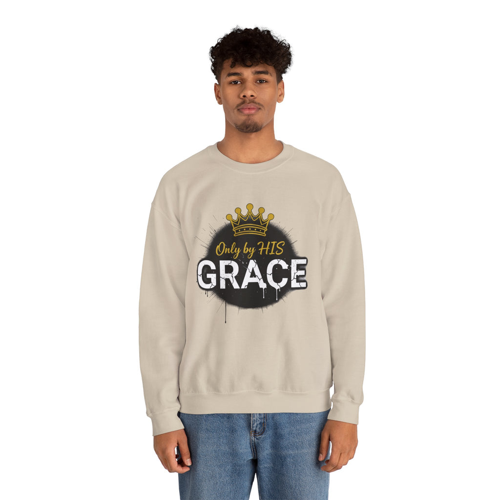 Grace Crown Sweatshirt — 'Only by His Grace' Christian Crewneck