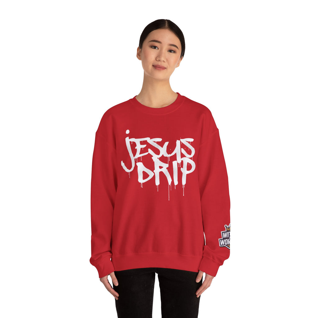 Jesus Drip Crewneck Sweatshirt — Streetwear Christian Graphic Pullover