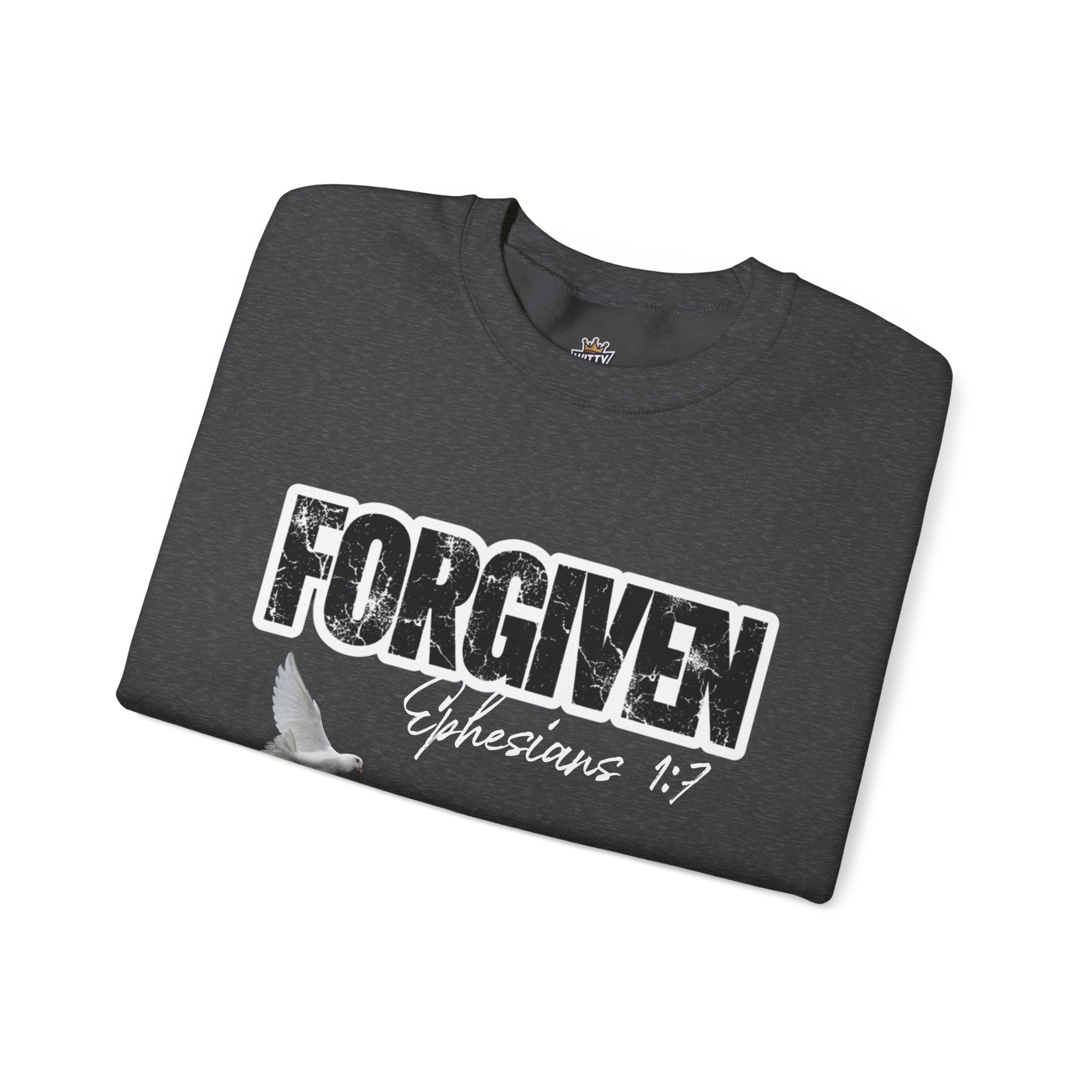 Forgiven Crewneck Sweatshirt – Ephesians 1:7 Christian Dove Pullover