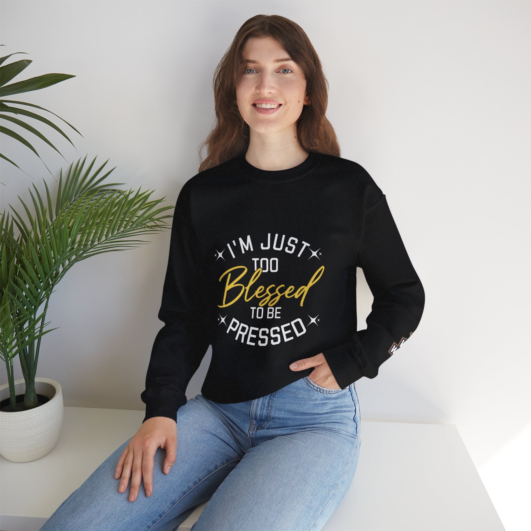 Blessed Crewneck Sweatshirt — Gold Script Cozy Pullover