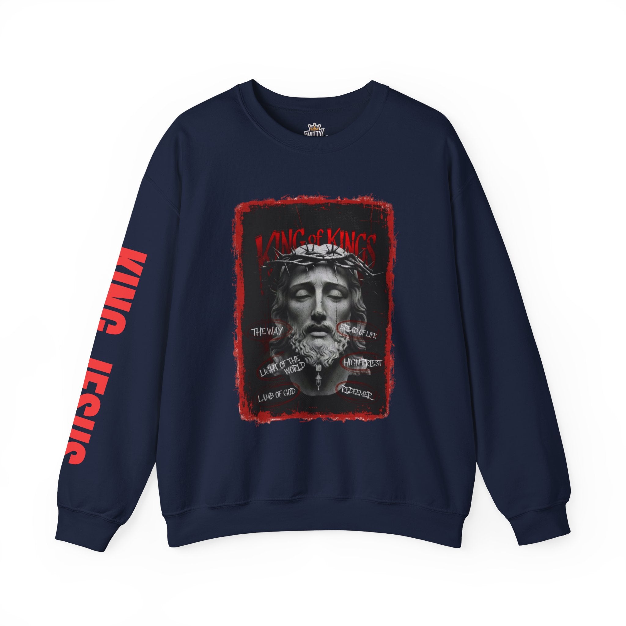 Religious Graphic Crewneck Sweatshirt – 'Love One Another' Jesus Portrait