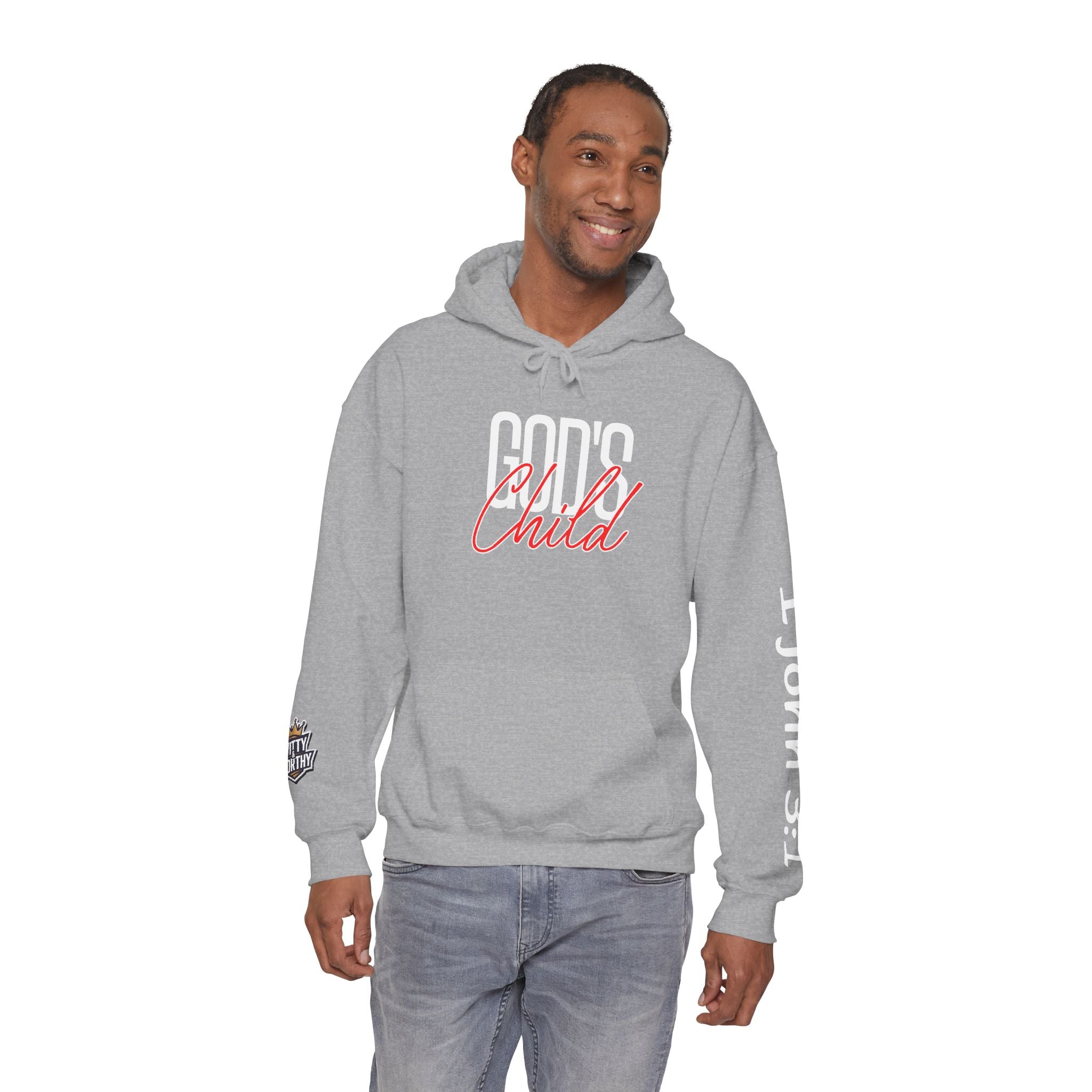 Child Script Hoodie — Cozy White Pullover with 'Child' Script Design