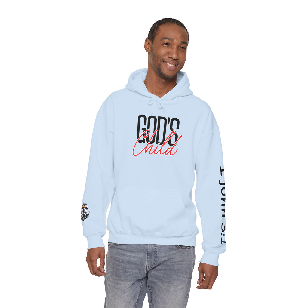 Child Script Hoodie — Cozy White Pullover with 'Child' Script Design