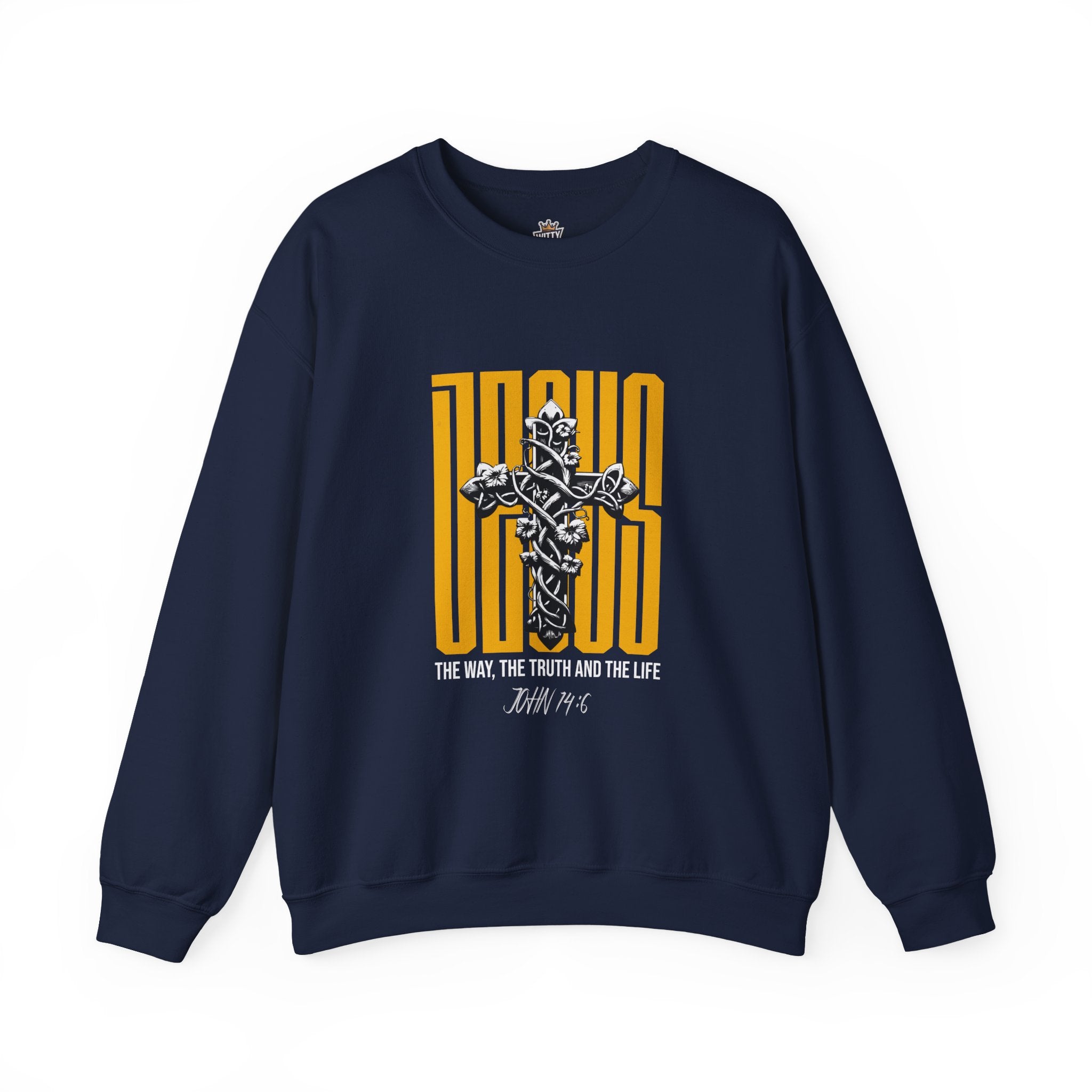 Jesus Cross Crewneck Sweatshirt — "Jesus: The Way, The Truth and The Life" Christian Pullover