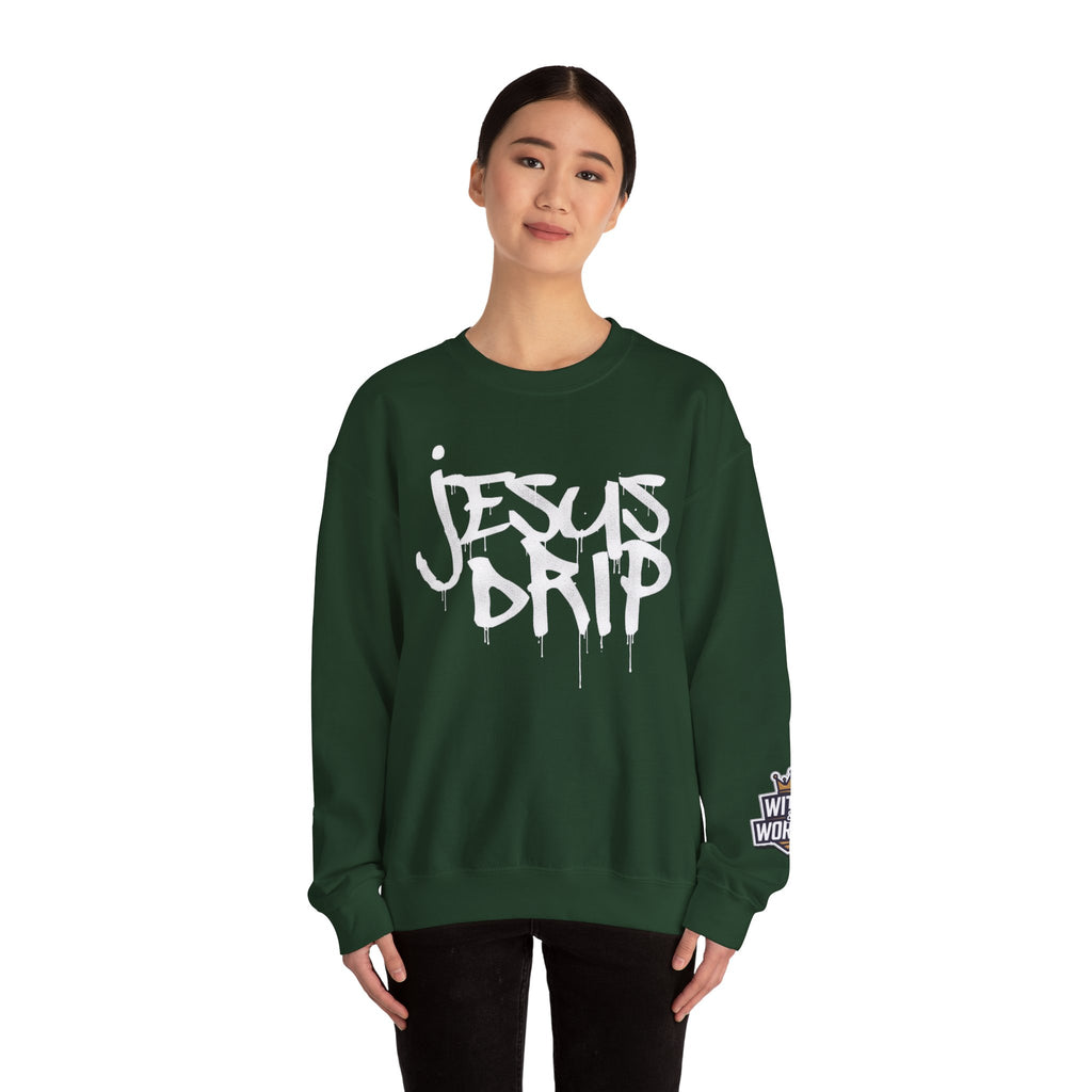 Jesus Drip Crewneck Sweatshirt — Streetwear Christian Graphic Pullover