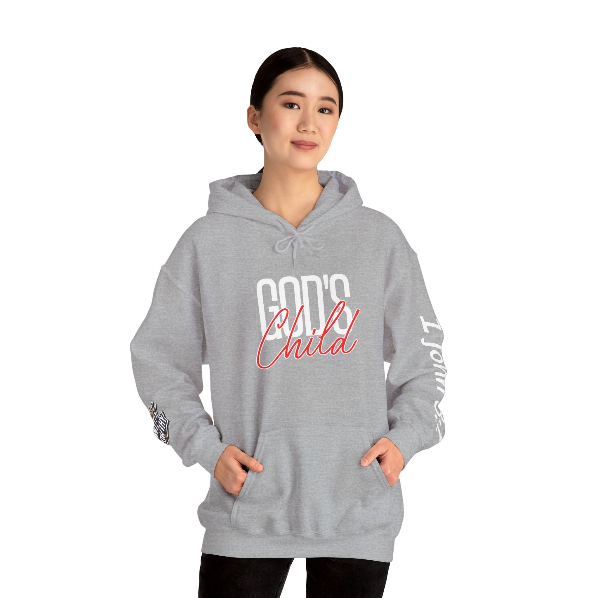 Child Script Hoodie — Cozy White Pullover with 'Child' Script Design