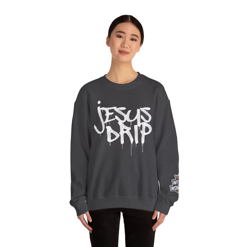 Jesus Drip Crewneck Sweatshirt — Streetwear Christian Graphic Pullover
