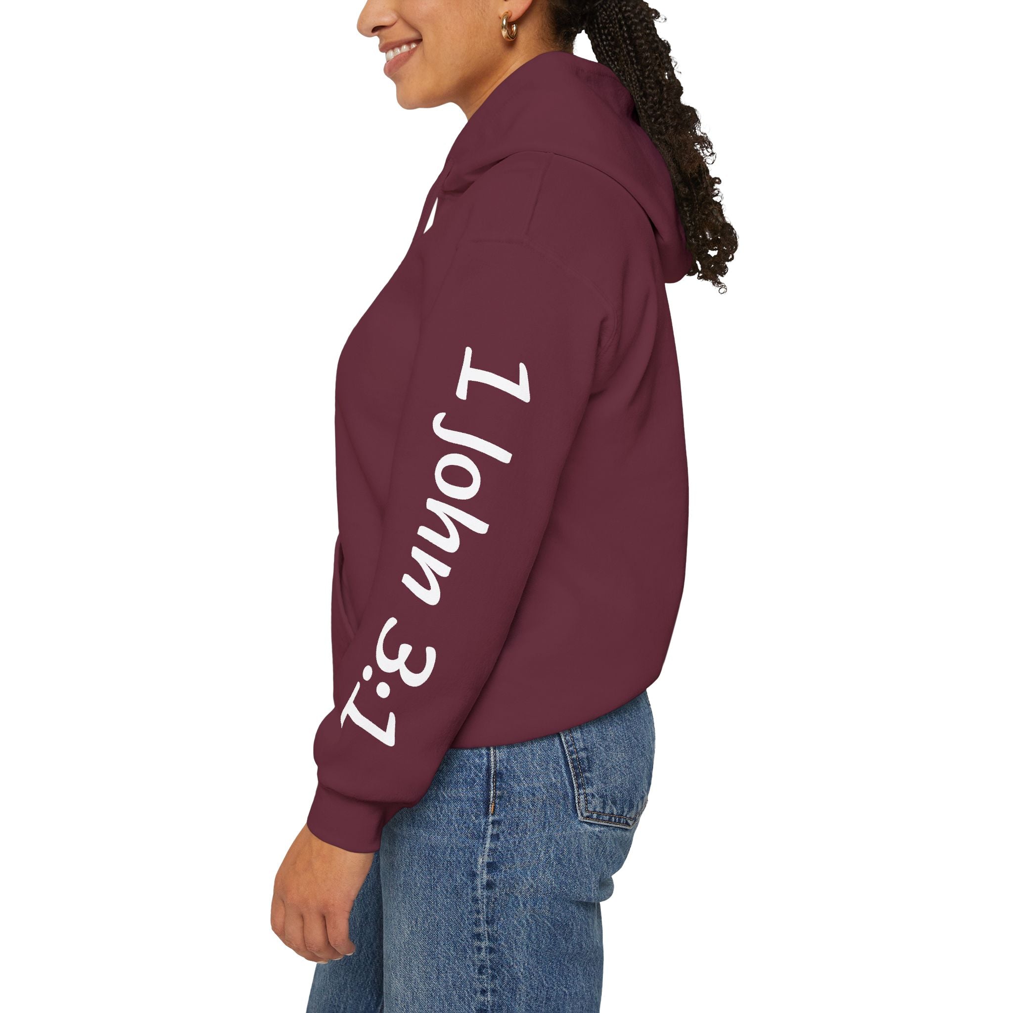 Child Script Hoodie — Cozy White Pullover with 'Child' Script Design