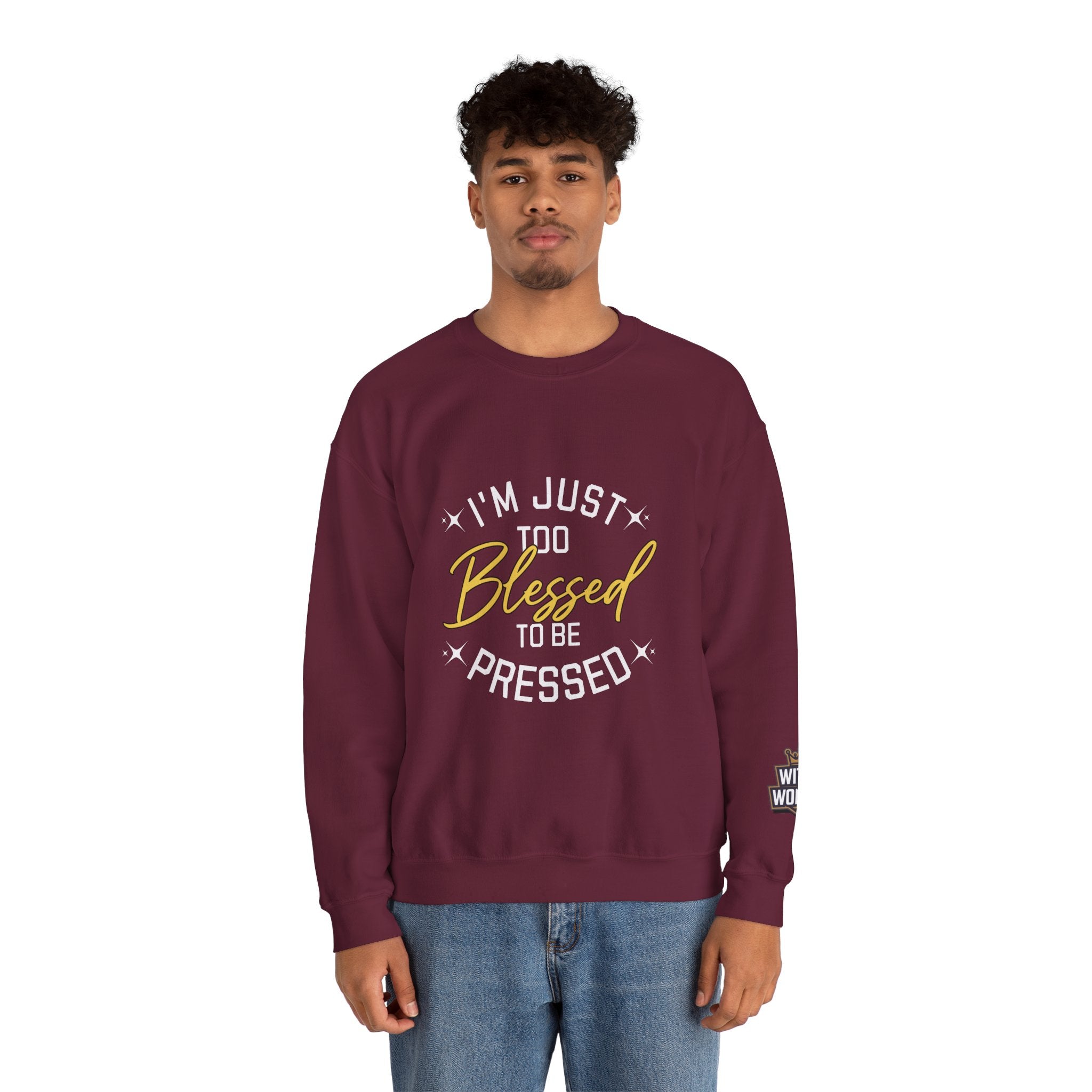Blessed Crewneck Sweatshirt — Gold Script Cozy Pullover