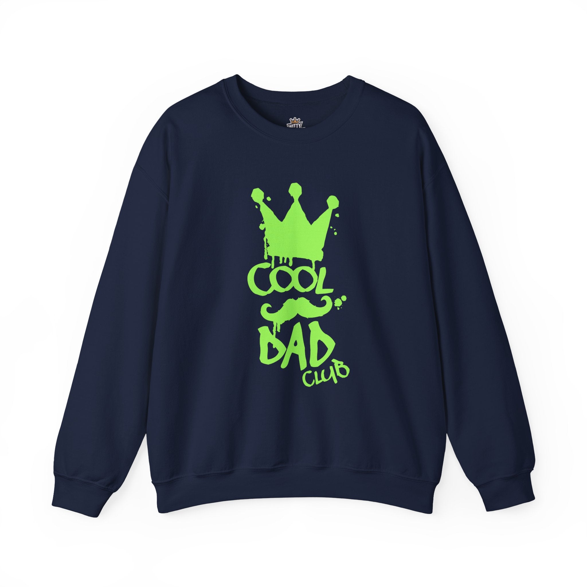 Cool Dad Club Sweatshirt — Neon Green Crown Graphic Crewneck