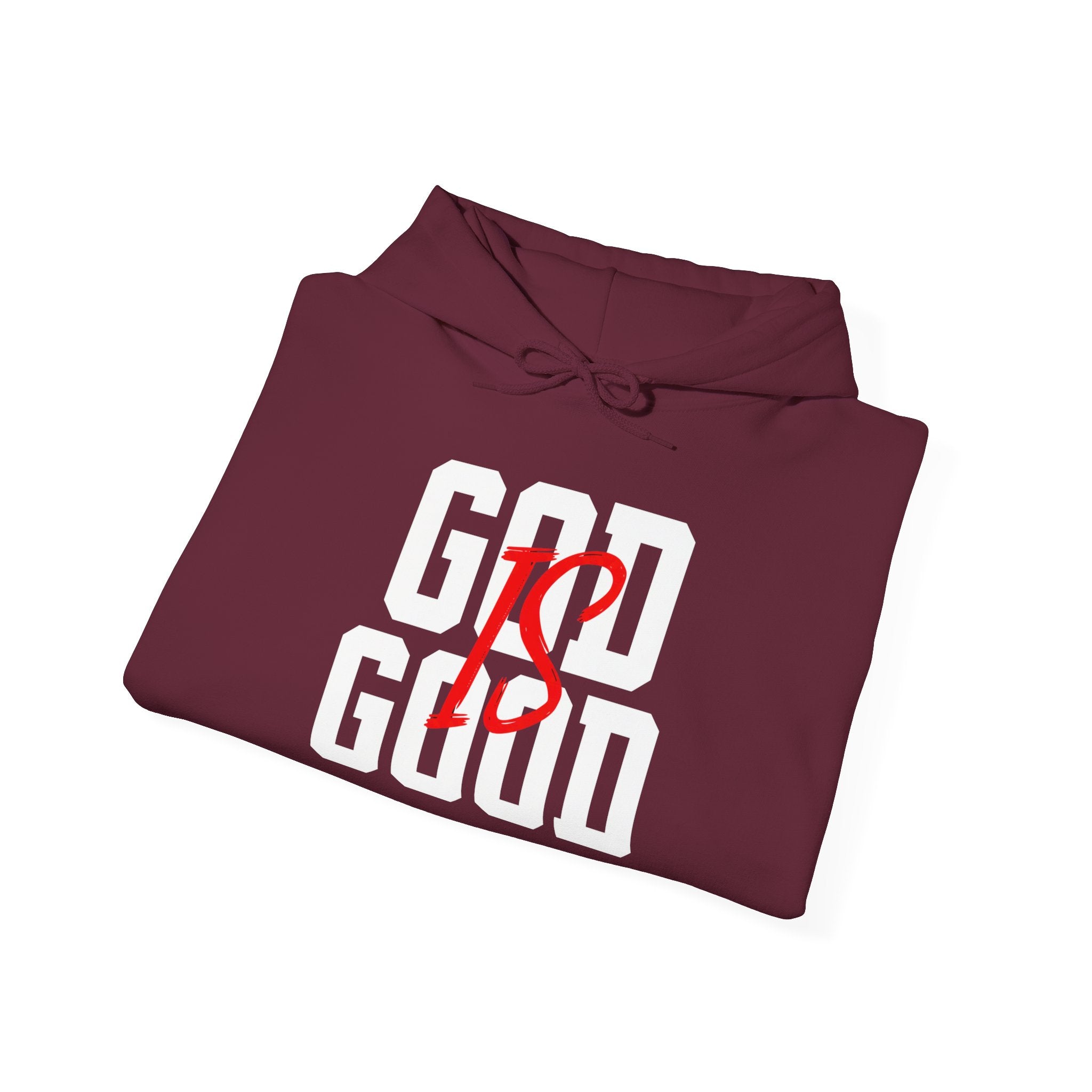 Hoodie — "God Is Good" Marble Script Pullover