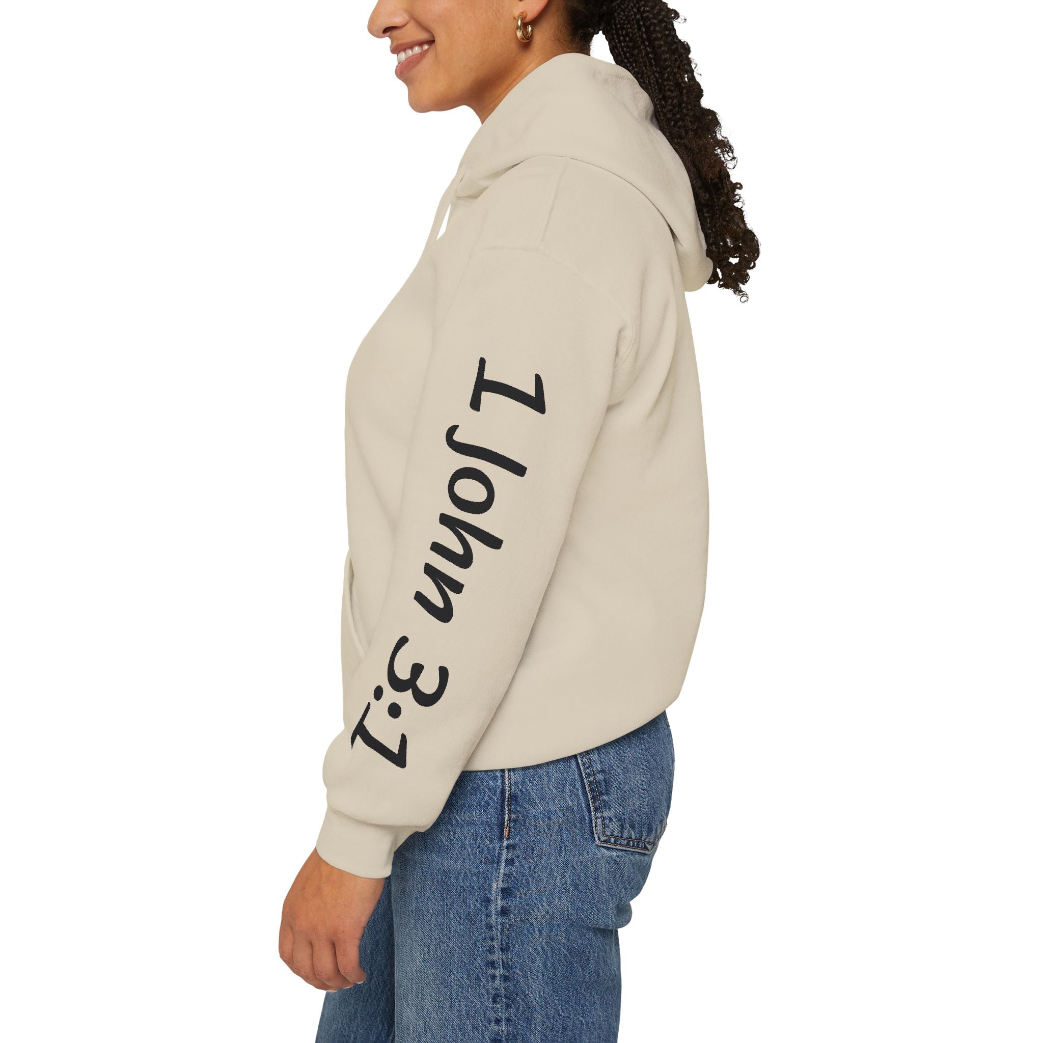 Child Script Hoodie — Cozy White Pullover with 'Child' Script Design