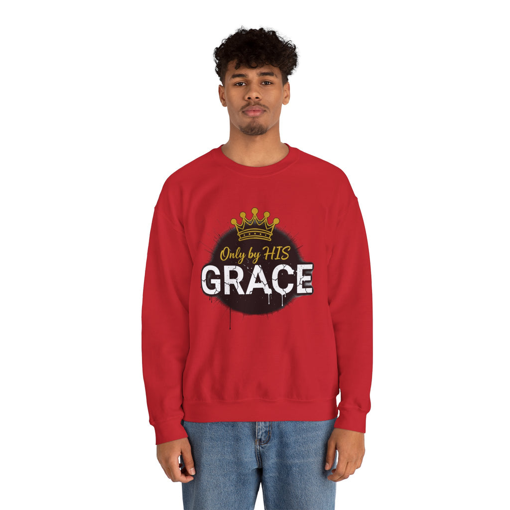 Grace Crown Sweatshirt — 'Only by His Grace' Christian Crewneck