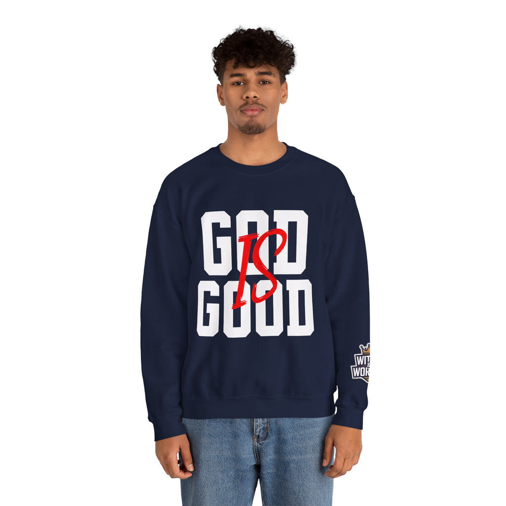 God Is Good Crewneck Sweatshirt — Faith-Based Christian Graphic Pullover