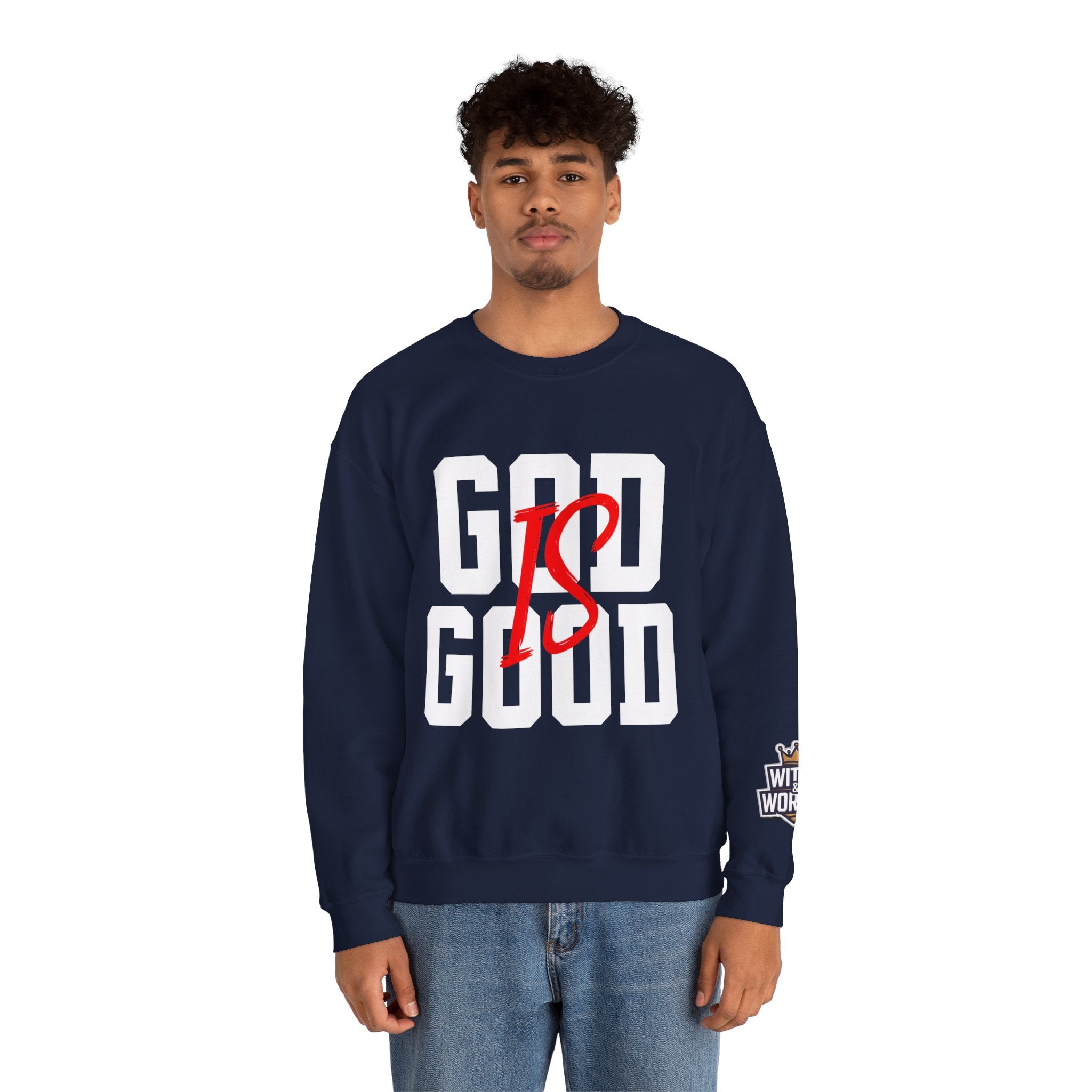 God Is Good Crewneck Sweatshirt — Faith-Based Christian Graphic Pullover