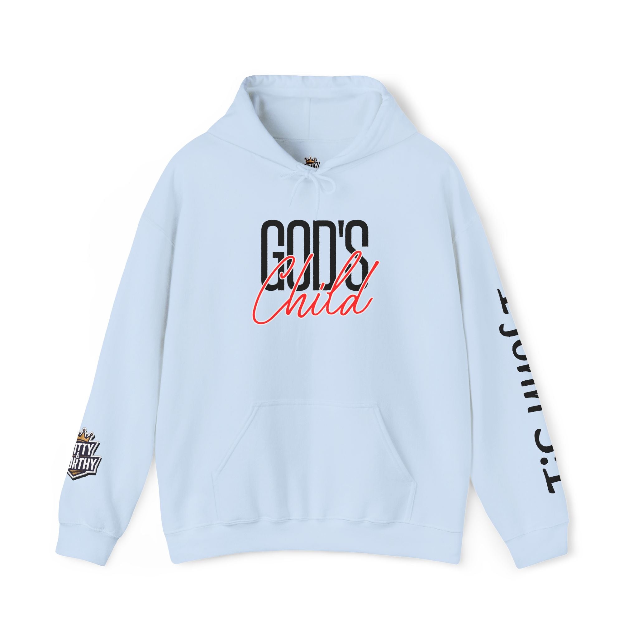 Child Script Hoodie — Cozy White Pullover with 'Child' Script Design