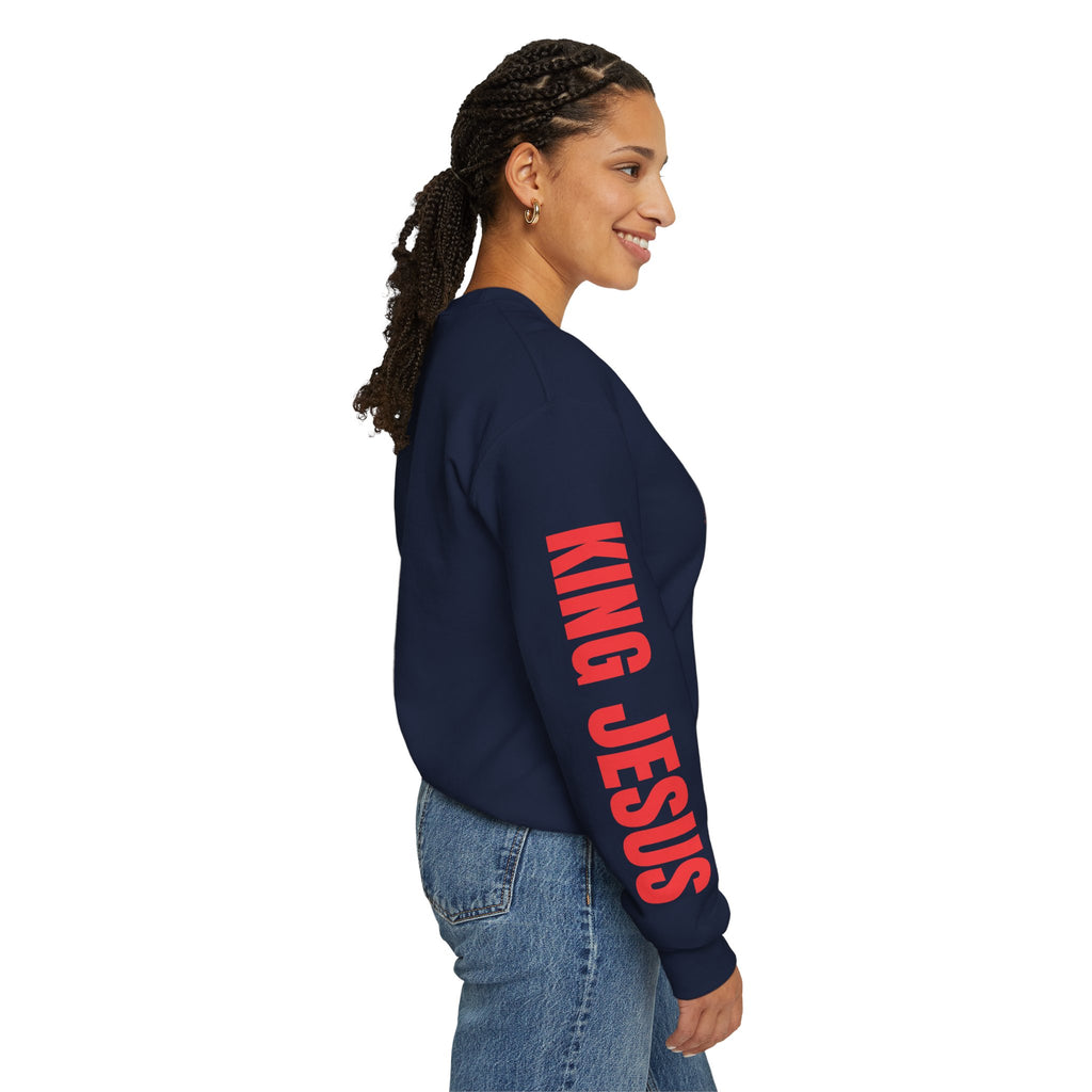 Religious Graphic Crewneck Sweatshirt – 'Love One Another' Jesus Portrait