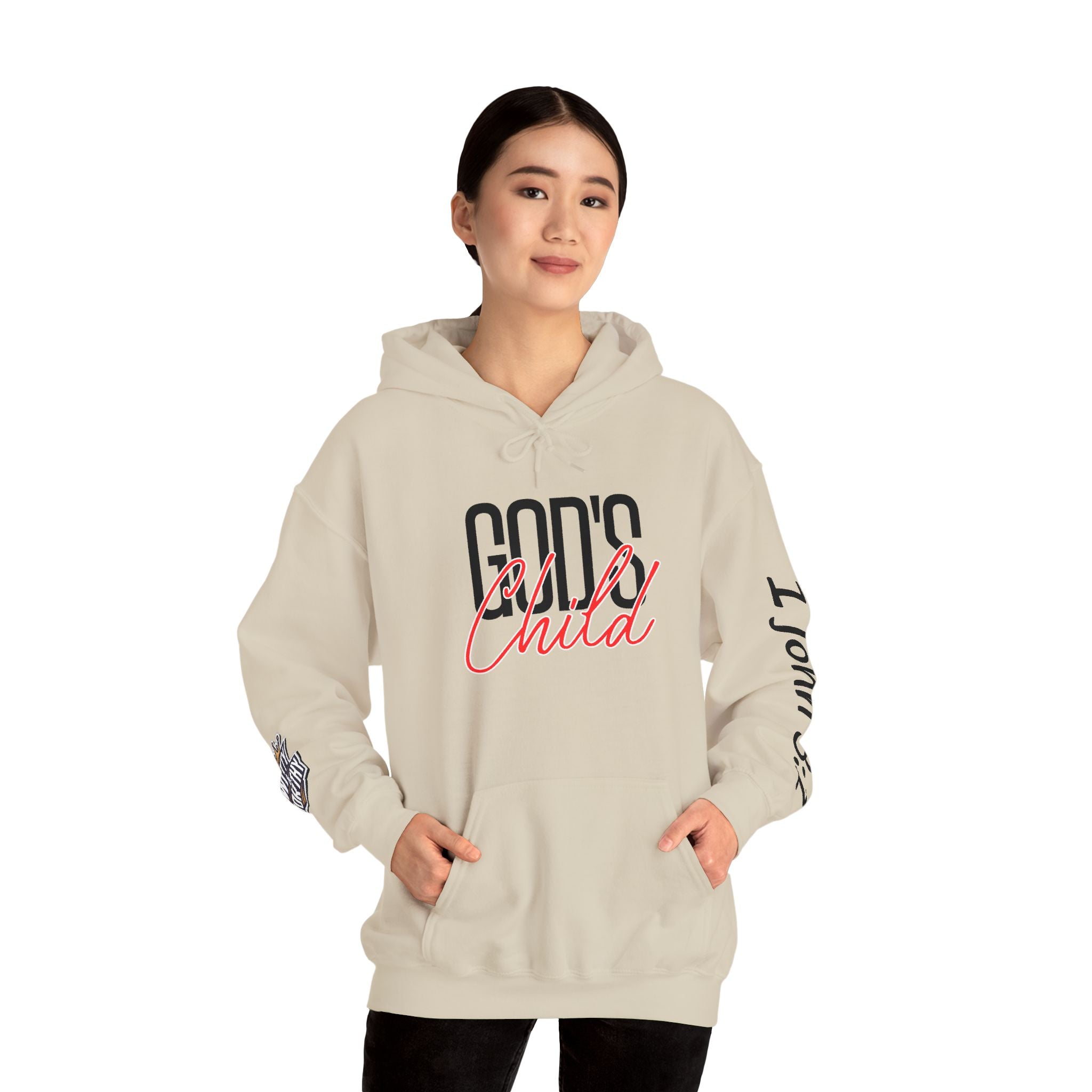 Child Script Hoodie — Cozy White Pullover with 'Child' Script Design