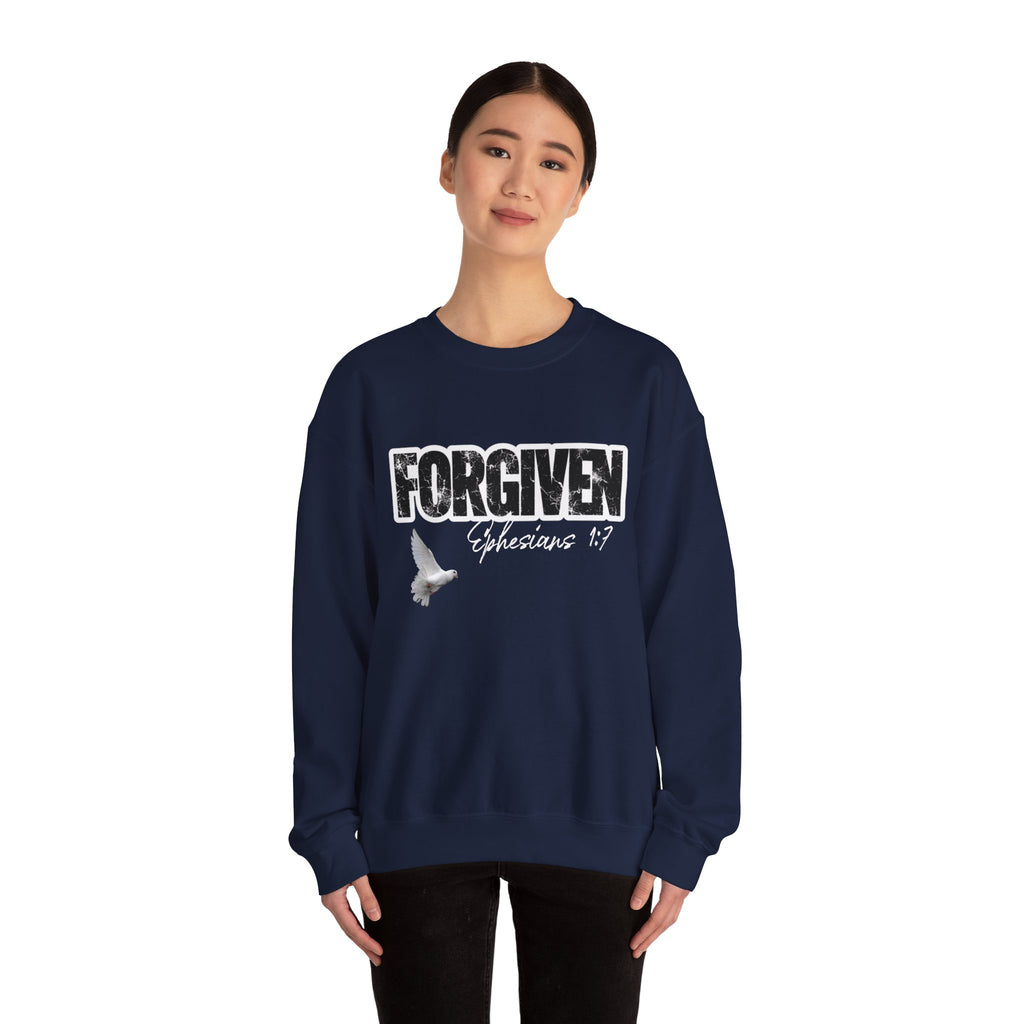 Forgiven Crewneck Sweatshirt – Ephesians 1:7 Christian Dove Pullover