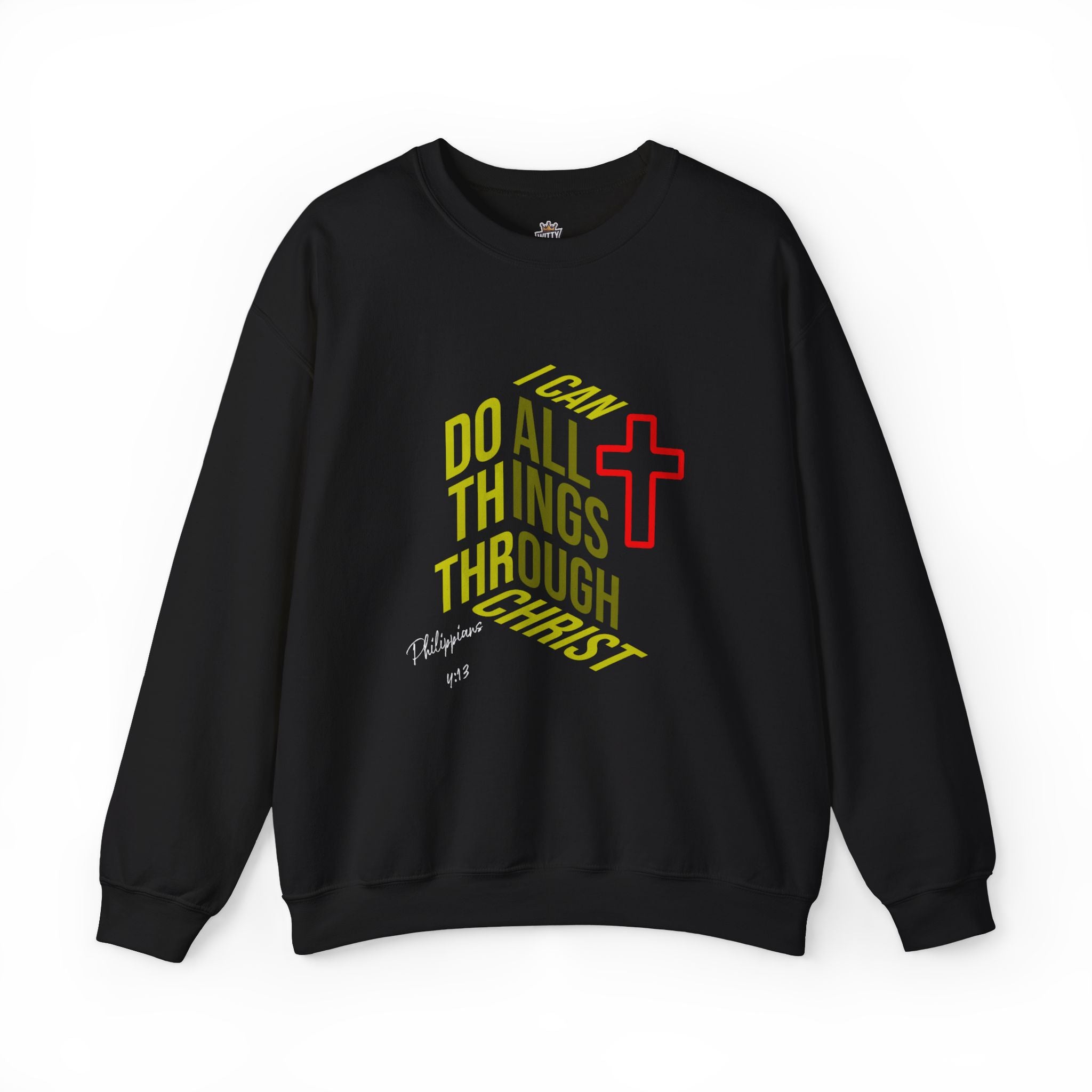 Christian Crewneck Sweatshirt — "I Can Do All Things Through Christ" Graphic