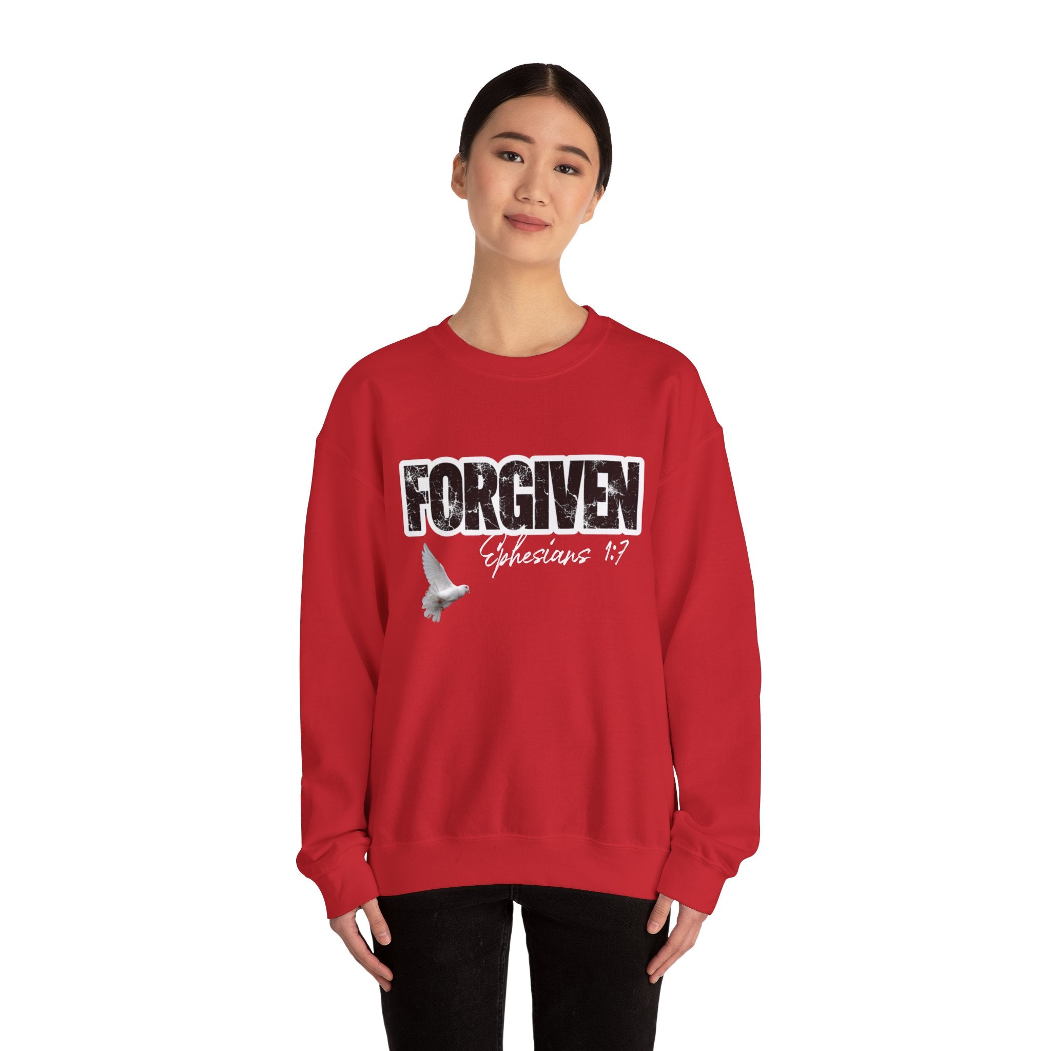 Forgiven Crewneck Sweatshirt – Ephesians 1:7 Christian Dove Pullover