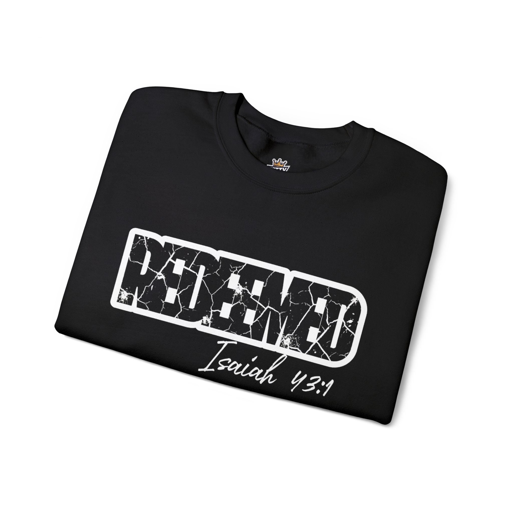 Crewneck Sweatshirt — 'Redeemed' Isaiah 43:1 Christian Faith Graphic