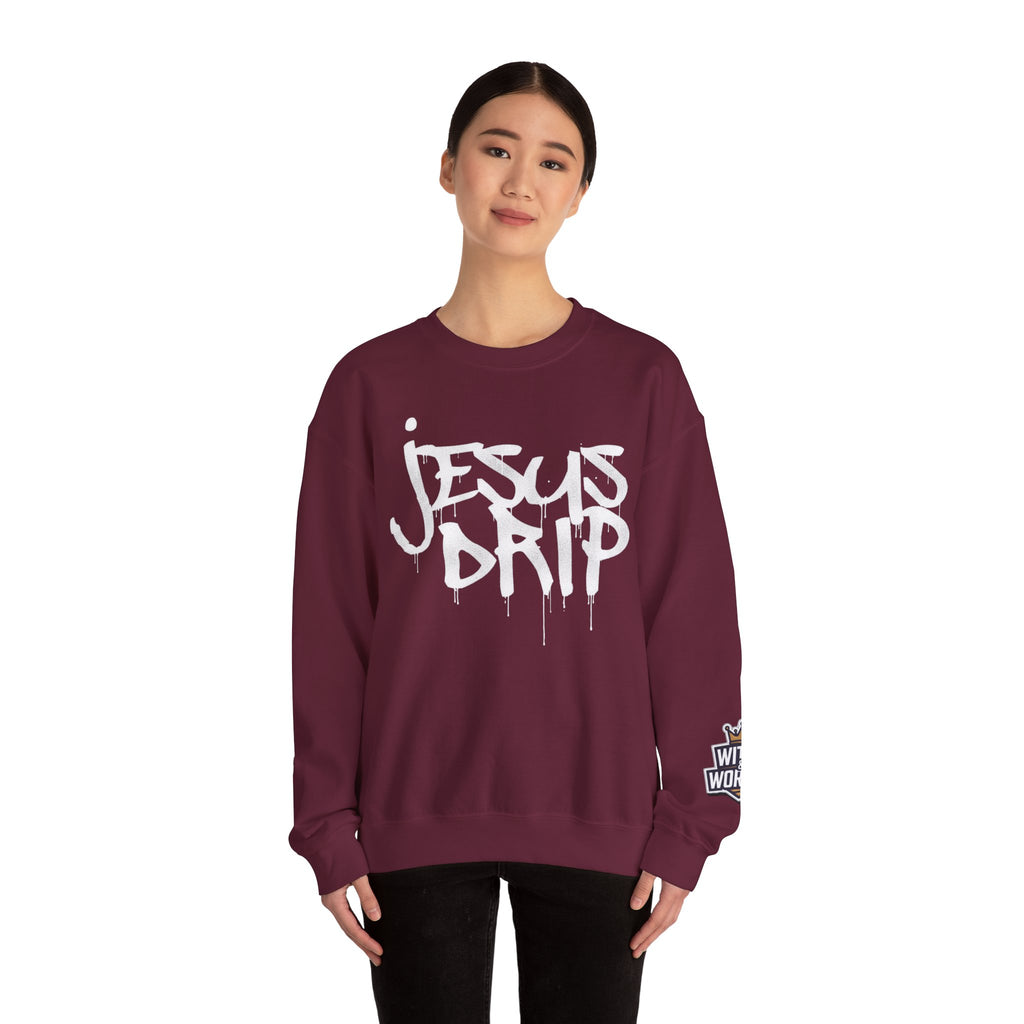 Jesus Drip Crewneck Sweatshirt — Streetwear Christian Graphic Pullover
