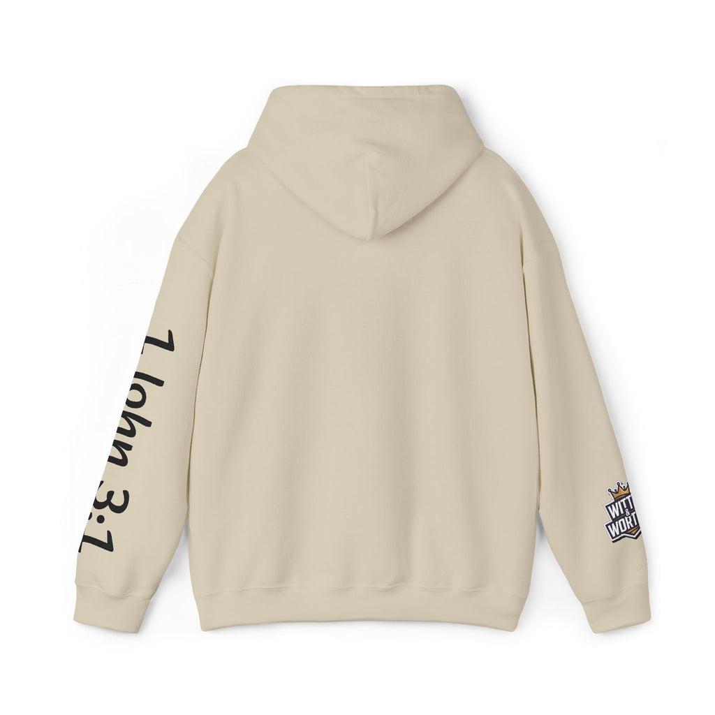 Child Script Hoodie — Cozy White Pullover with 'Child' Script Design
