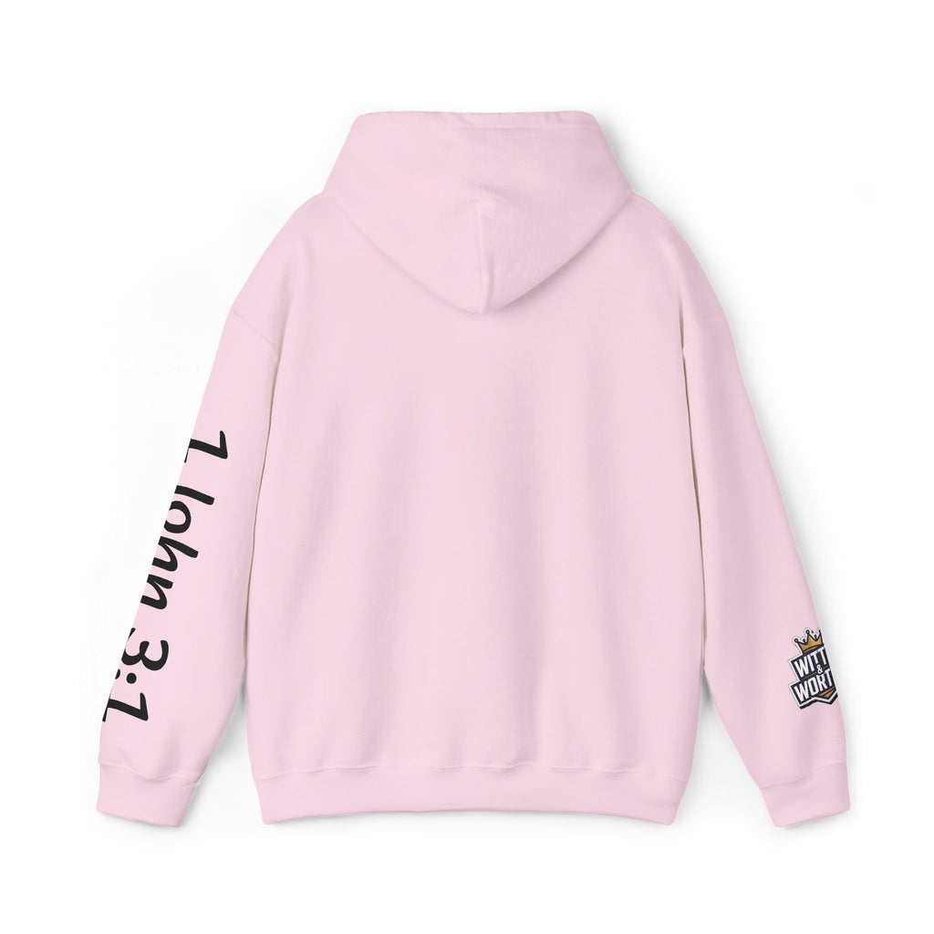 Child Script Hoodie — Cozy White Pullover with 'Child' Script Design