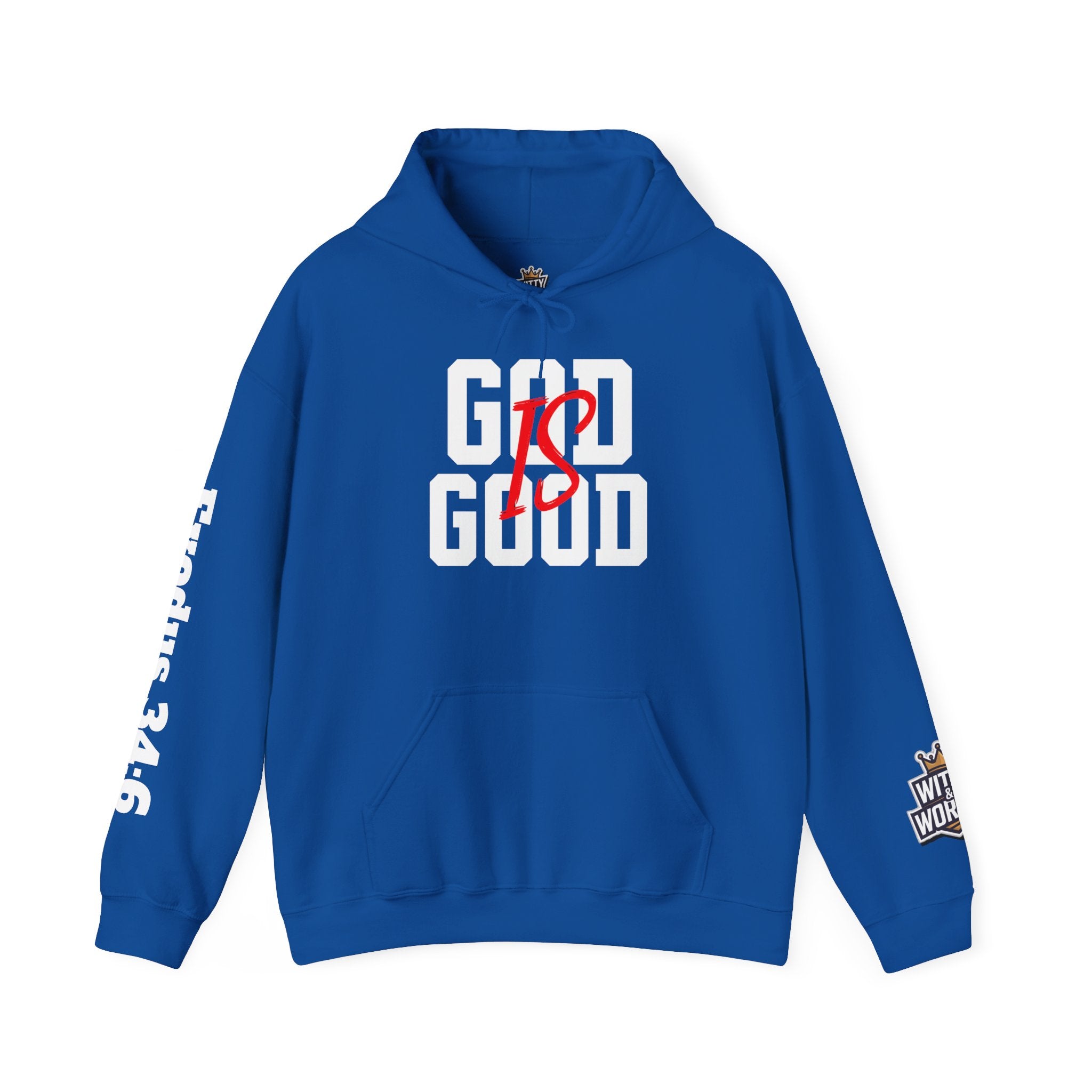 Hoodie — "God Is Good" Marble Script Pullover