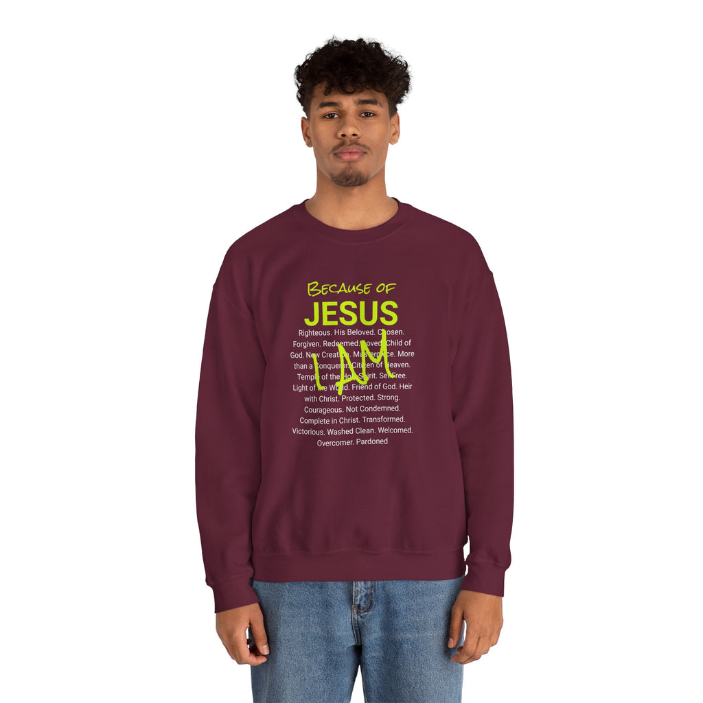 Crewneck Sweatshirt — "Saved" Faith-Based Affirmation Sweatshirt (Righteous • Redeemed • Loved)