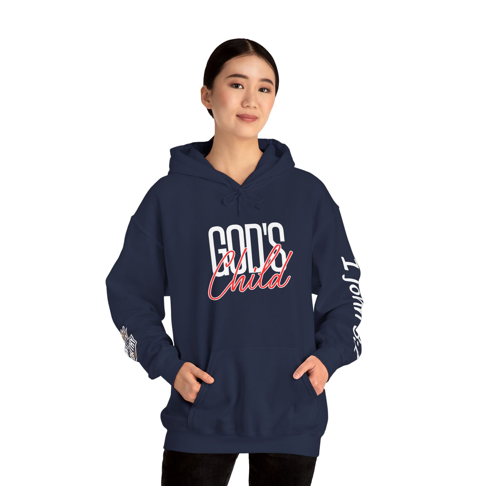 Child Script Hoodie — Cozy White Pullover with 'Child' Script Design