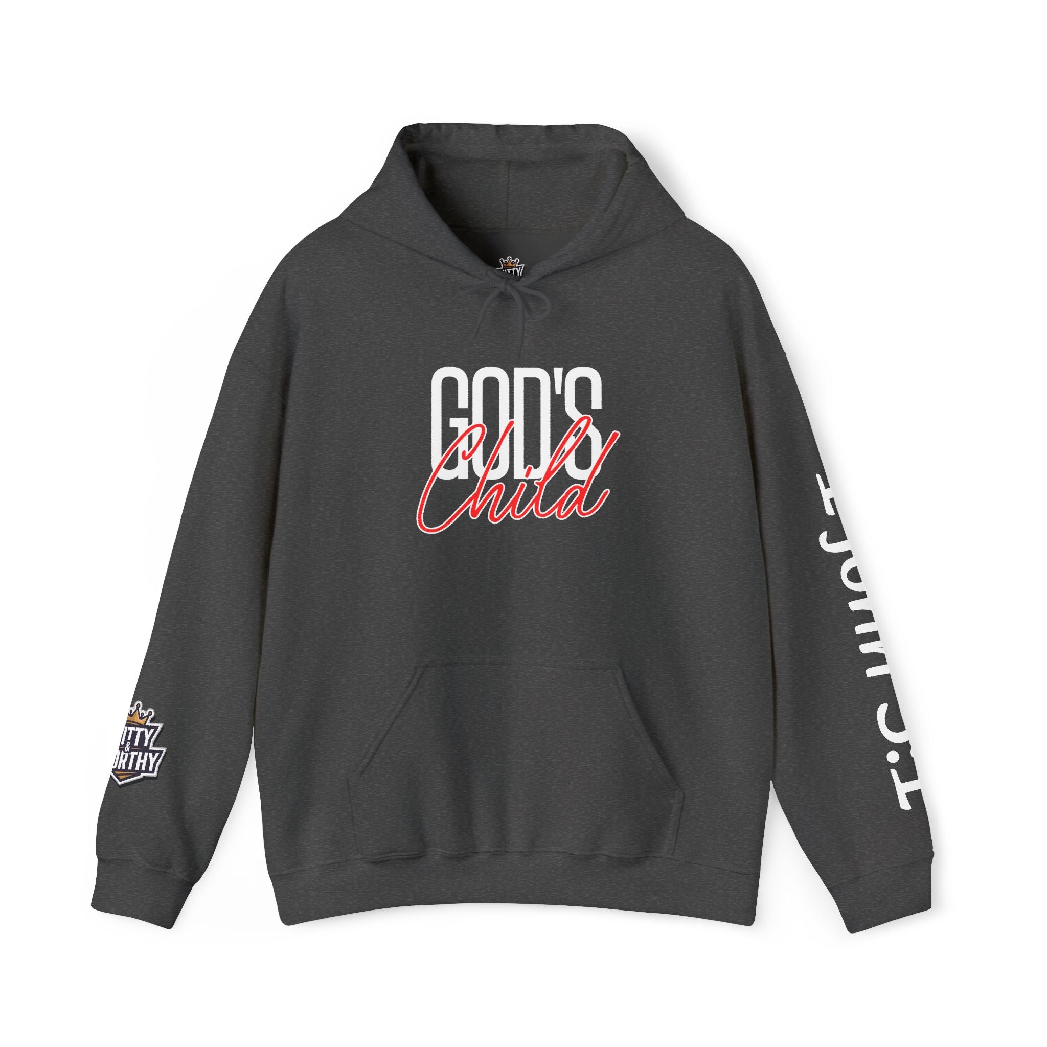 Child Script Hoodie — Cozy White Pullover with 'Child' Script Design
