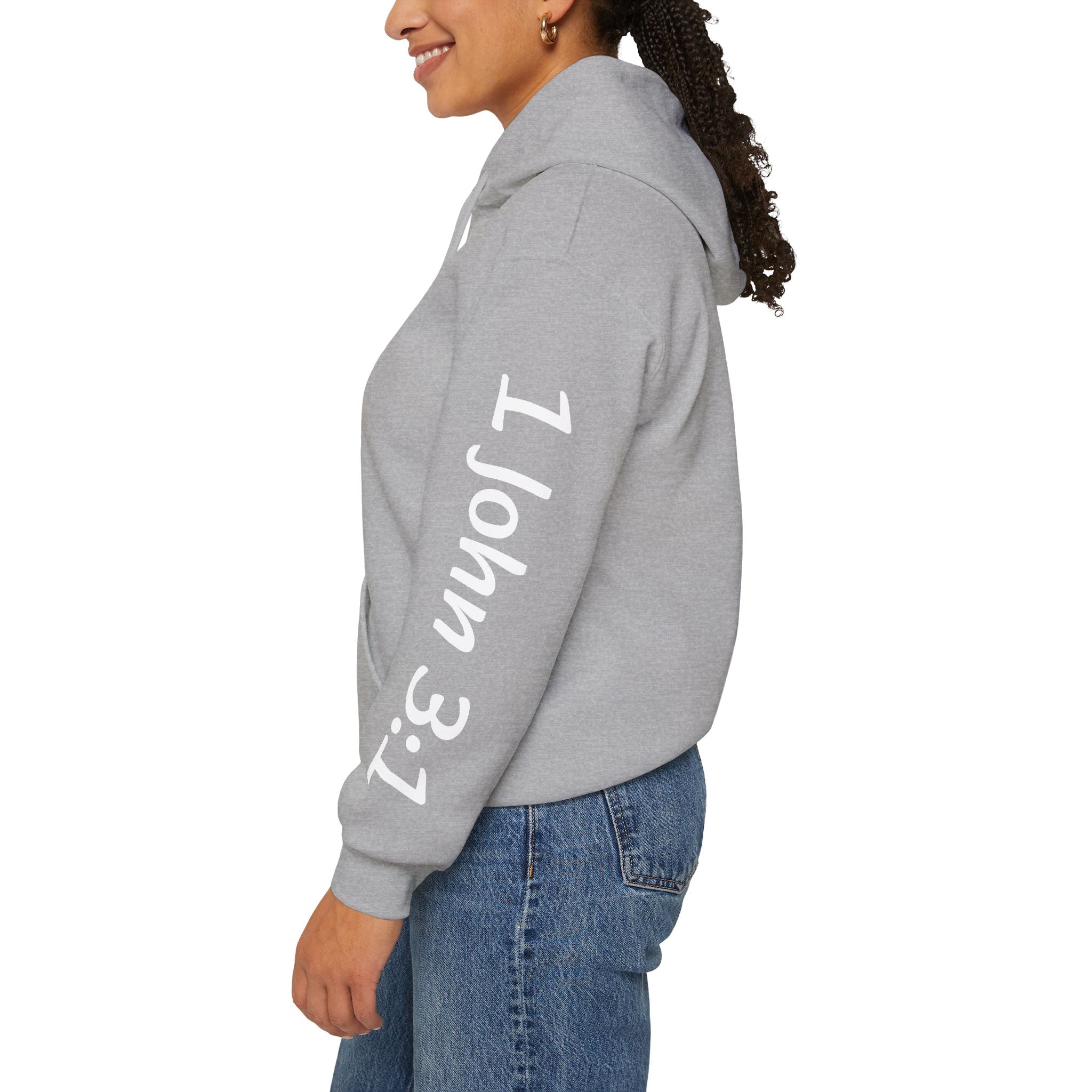 Child Script Hoodie — Cozy White Pullover with 'Child' Script Design