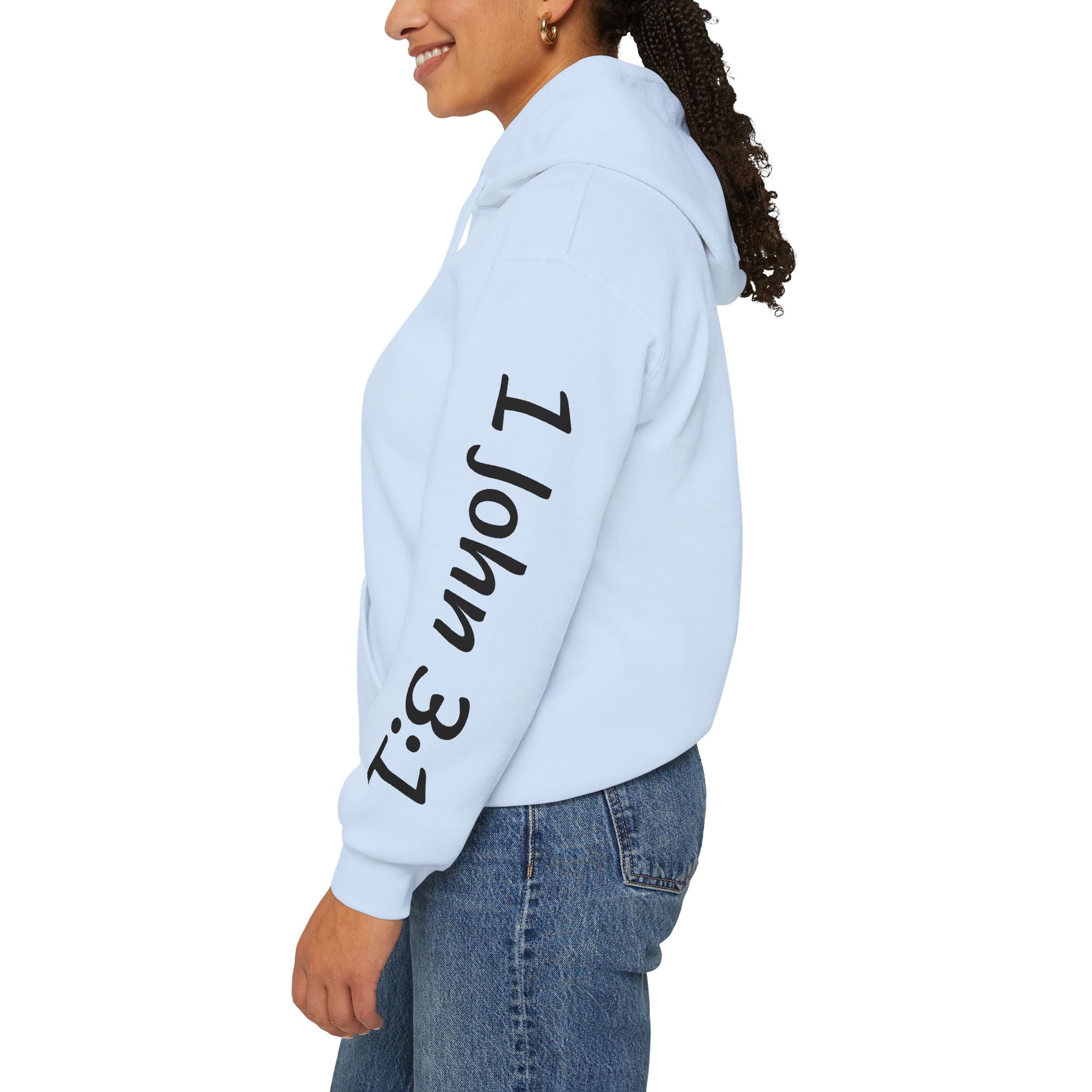 Child Script Hoodie — Cozy White Pullover with 'Child' Script Design