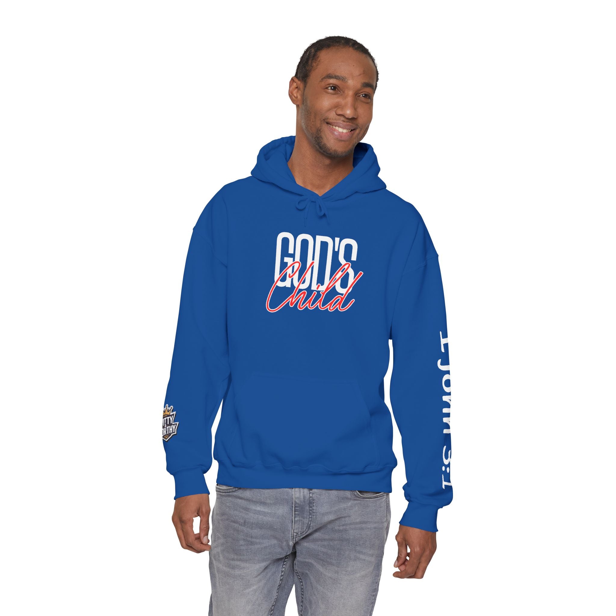 Child Script Hoodie — Cozy White Pullover with 'Child' Script Design
