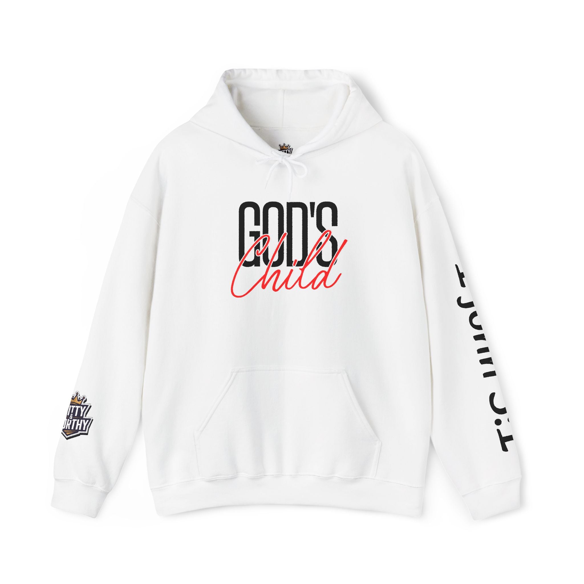 Child Script Hoodie — Cozy White Pullover with 'Child' Script Design