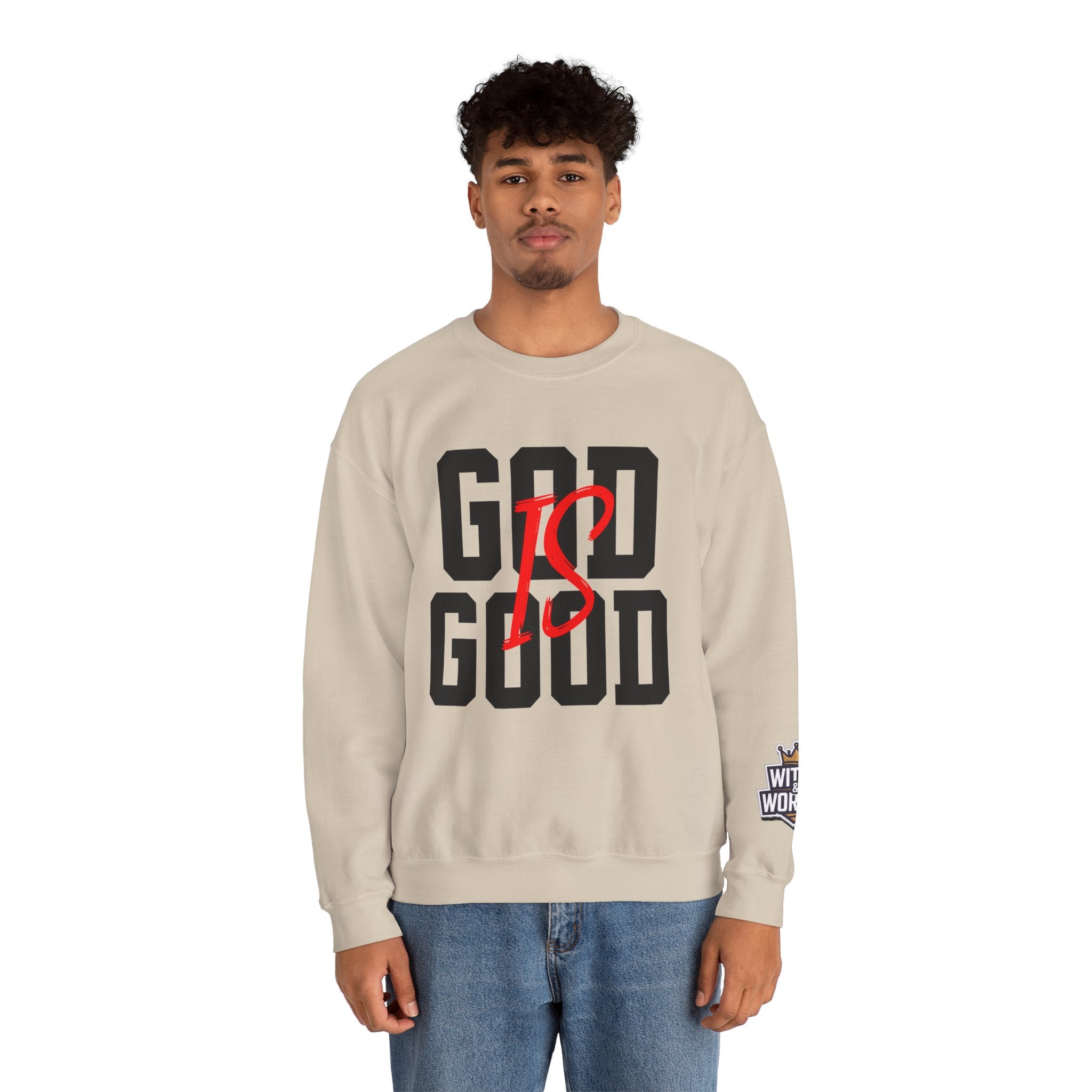 God Is Good Crewneck Sweatshirt — Faith-Based Christian Graphic Pullover