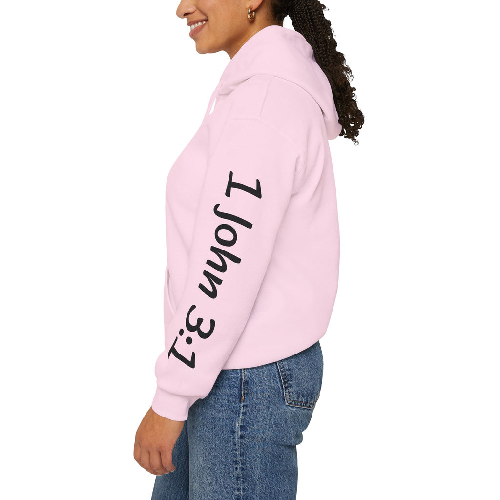 Child Script Hoodie — Cozy White Pullover with 'Child' Script Design
