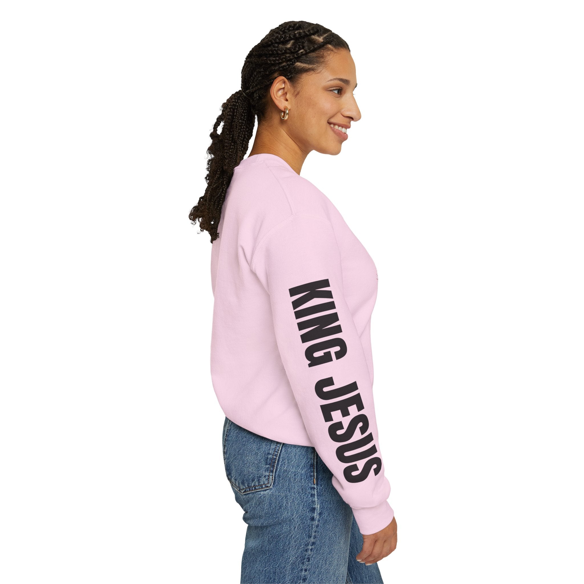 Religious Graphic Crewneck Sweatshirt – 'Love One Another' Jesus Portrait