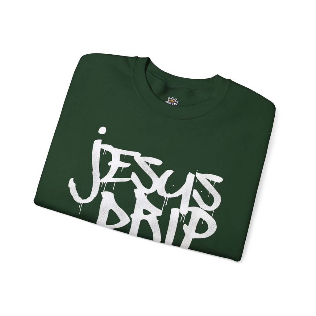Jesus Drip Crewneck Sweatshirt — Streetwear Christian Graphic Pullover