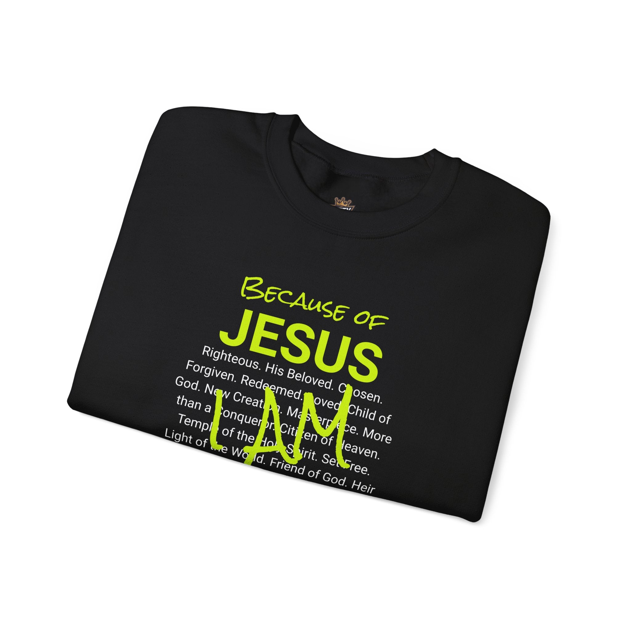 Crewneck Sweatshirt — "Saved" Faith-Based Affirmation Sweatshirt (Righteous • Redeemed • Loved)