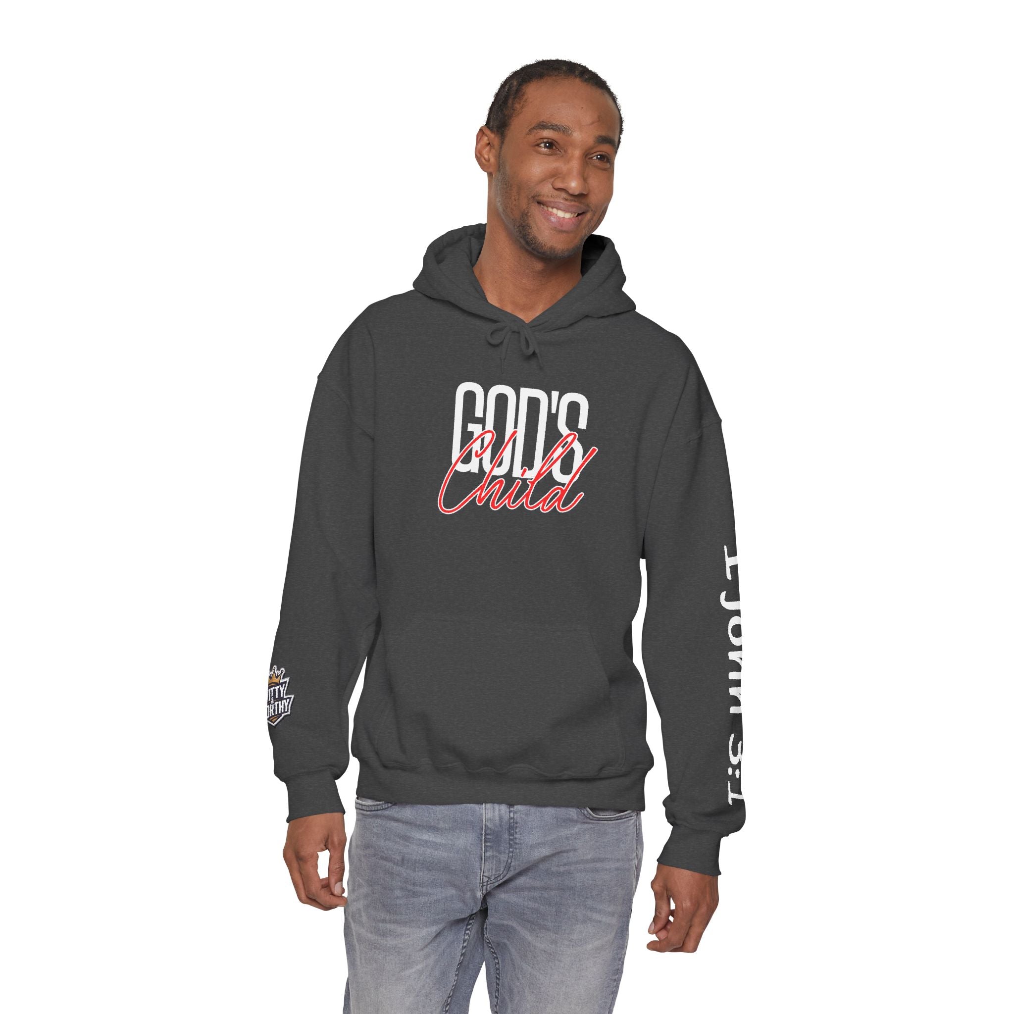 Child Script Hoodie — Cozy White Pullover with 'Child' Script Design