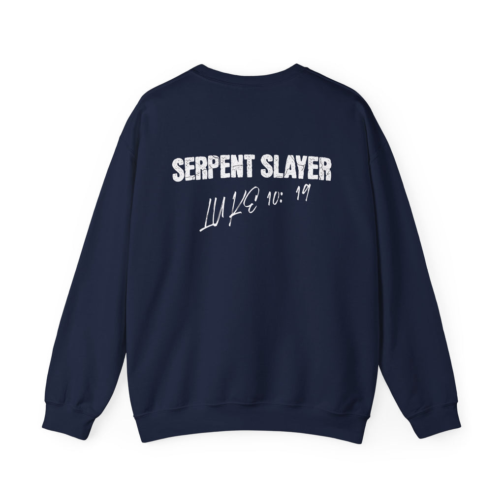 Crewneck Sweatshirt — 'Run From Devils, Step On Them' Bold Brushstroke Graphic