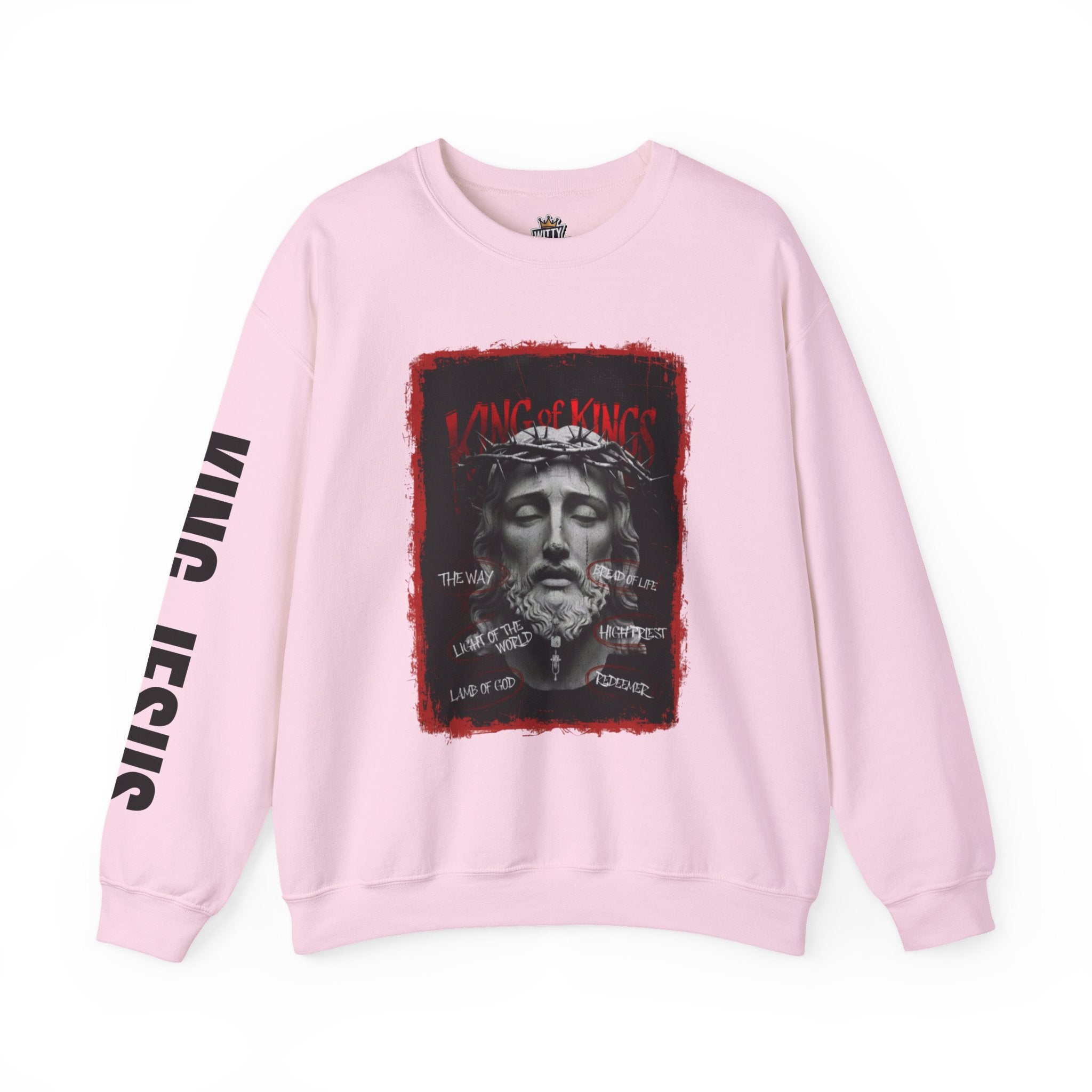 Religious Graphic Crewneck Sweatshirt – 'Love One Another' Jesus Portrait