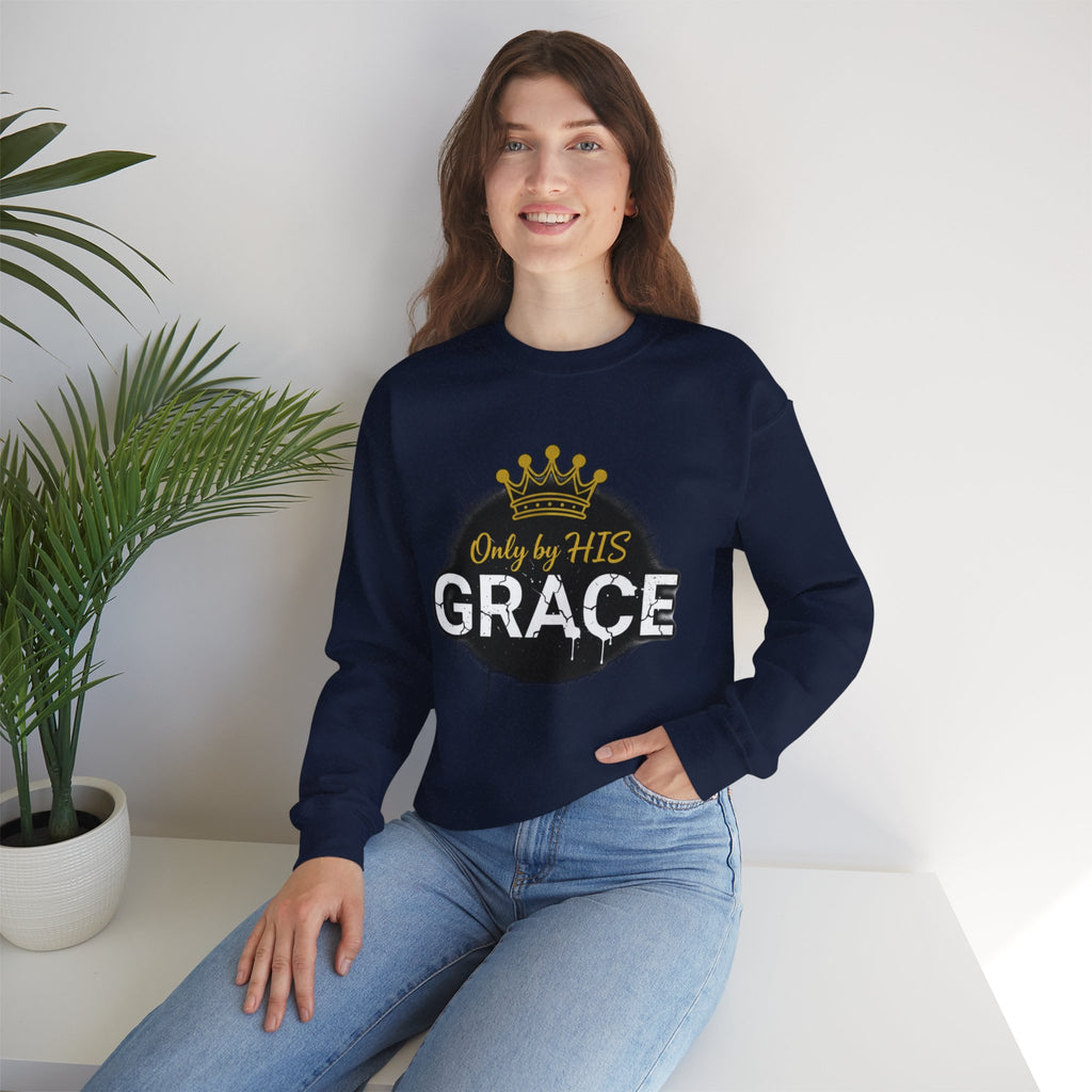 Grace Crown Sweatshirt — 'Only by His Grace' Christian Crewneck